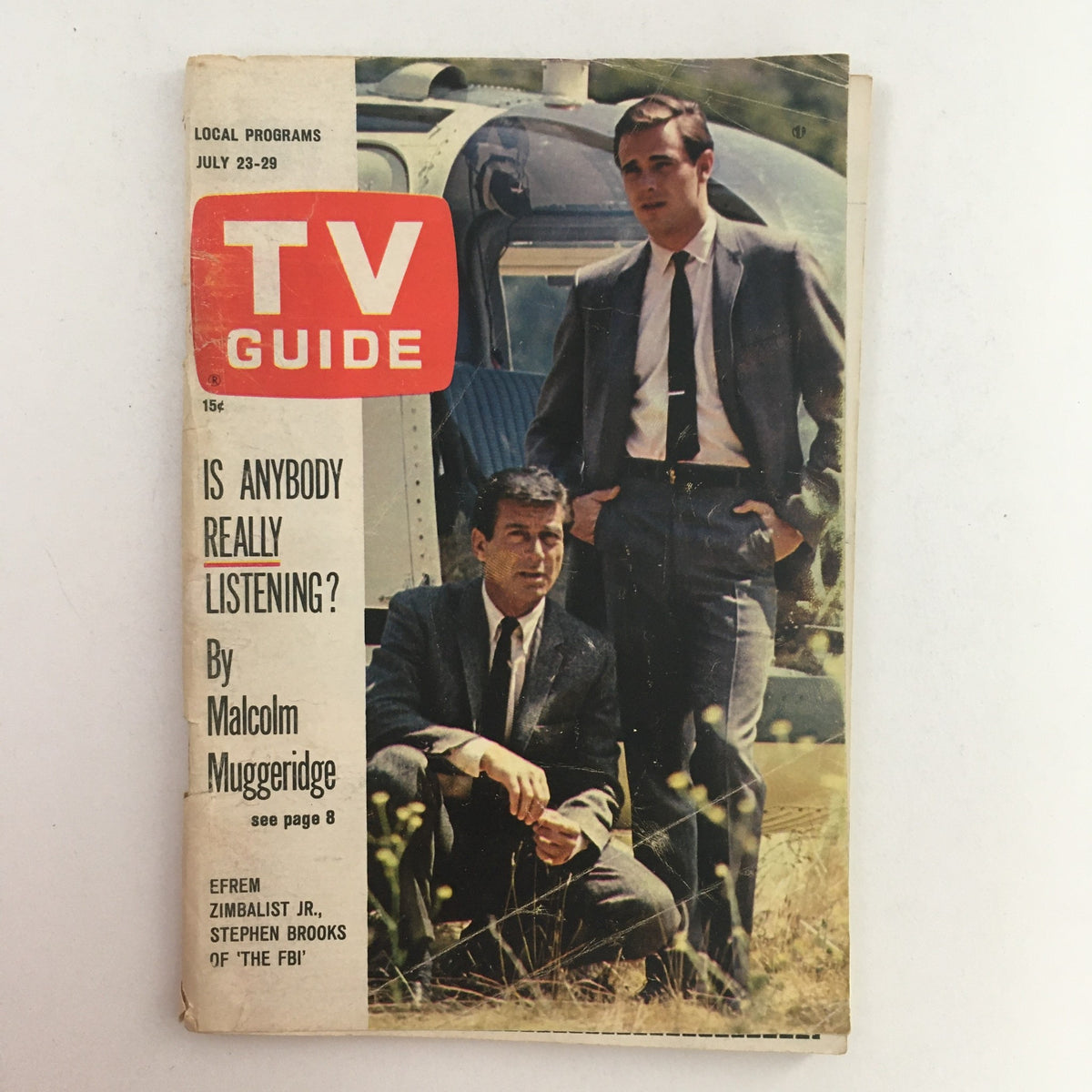 TV Guide July 23 1966 Issue 695 cover featuring Efrem Zimbalist Jr. and Stephen Brooks, showcasing vintage television history.