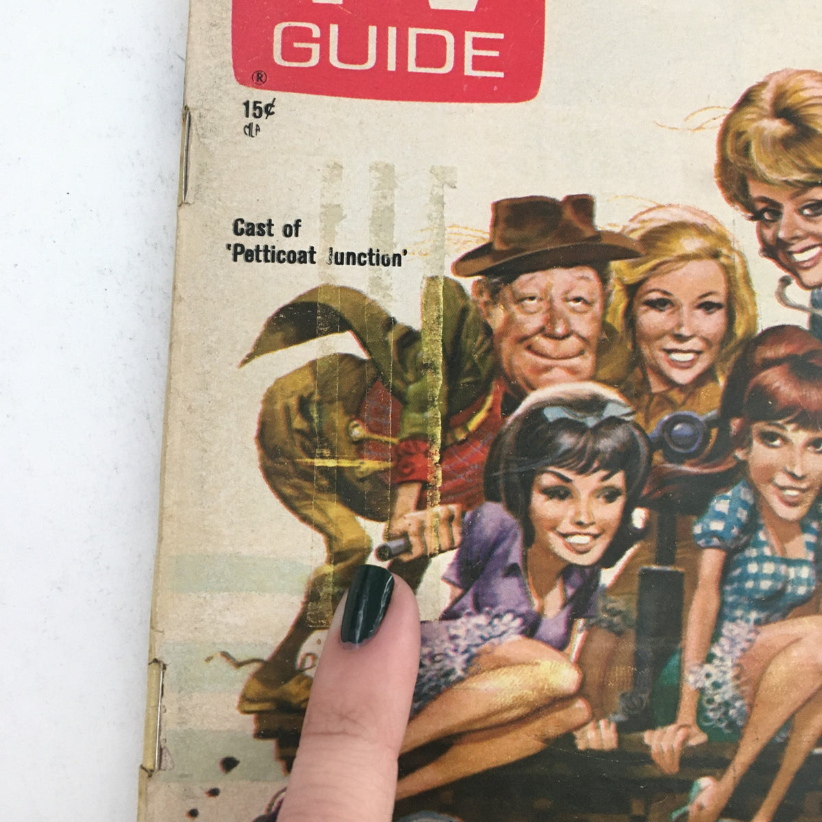 Close-up of TV Guide July 26 1969 Vol 17 #30 cover showing the cast of 'Petticoat Junction' and highlighting vintage magazine features.
