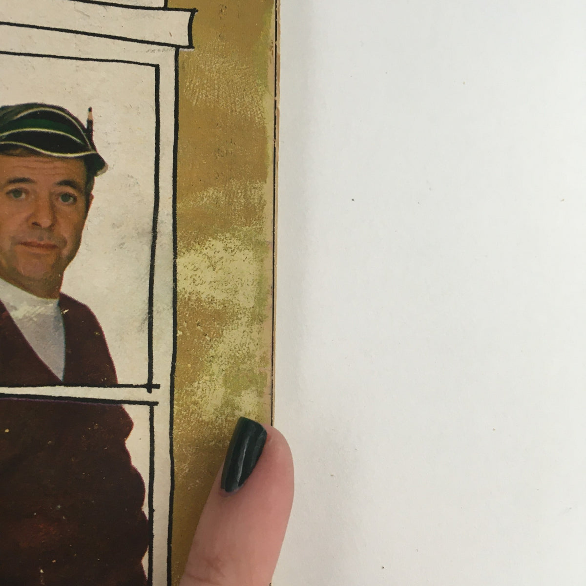 Detail of a character from TV Guide October 25 1969, showcasing a male figure in hat, part of the nostalgic imagery of the magazine.