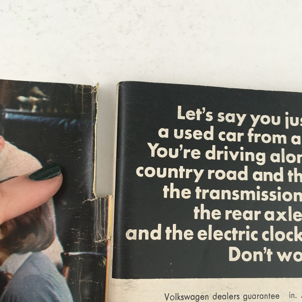 Image of the TV Guide February 25, 1967, Issue #726 featuring a close-up of Phyllis Diller's hand pointing at an article about used cars, showcasing the magazine's vintage wear.