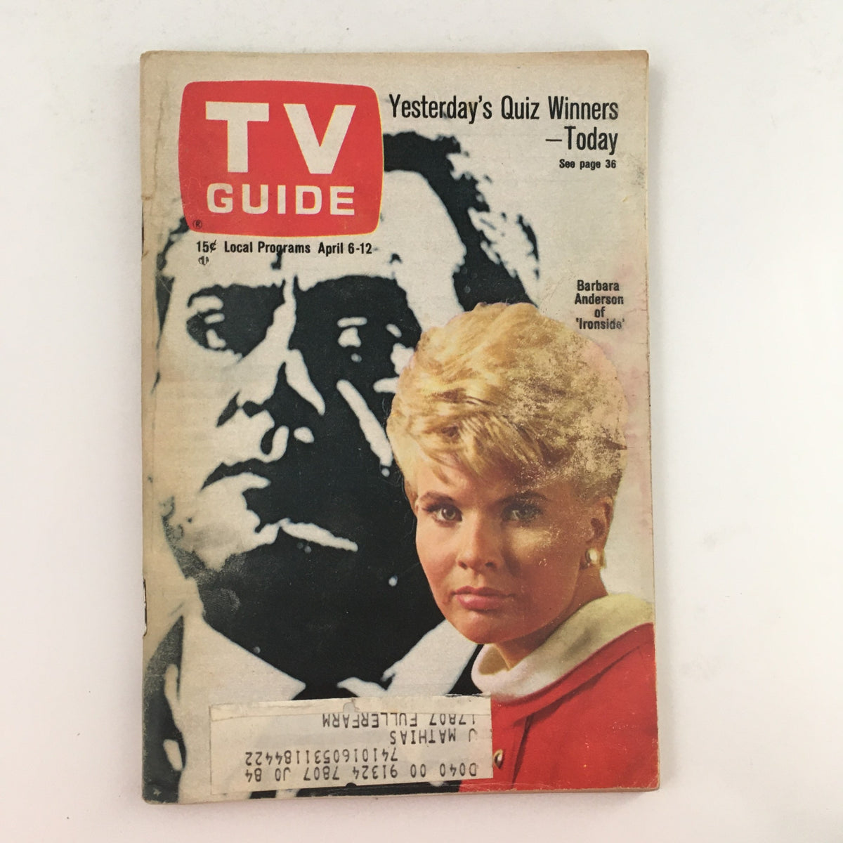TV Guide April 6 1968 issue #784 featuring Barbara Anderson from 'Ironside', showcasing the vintage magazine cover with nostalgic appeal and local programming details from Los Angeles.
