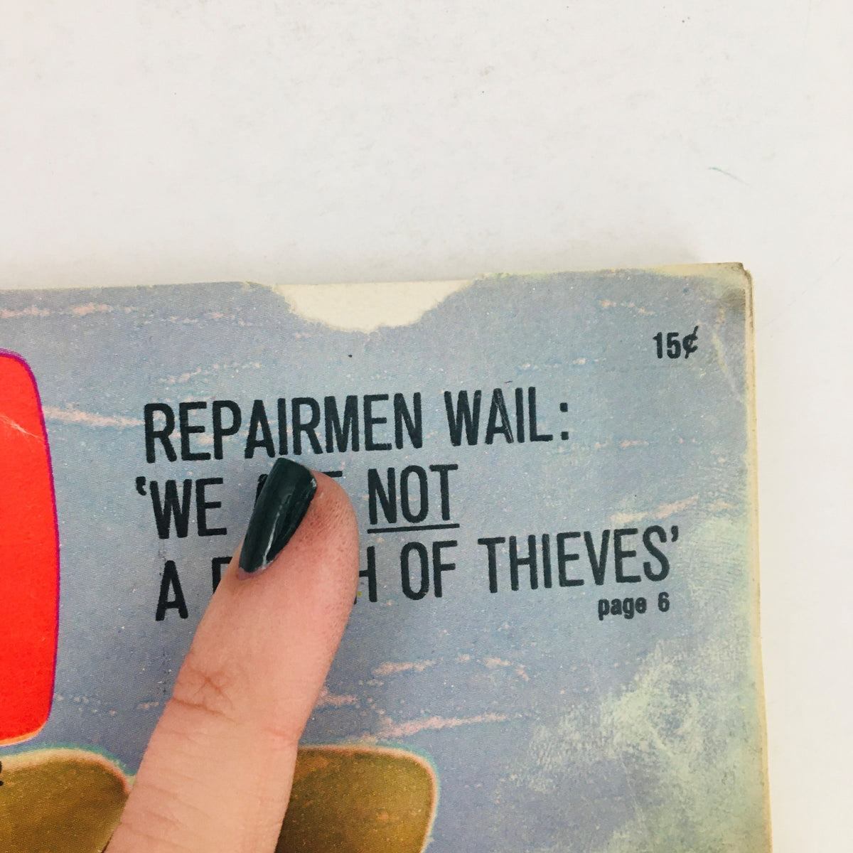 Close-up of the TV Guide cover from March 16, 1968 highlighting the text 'Repairmen Wail: We Are Not A Bunch of Thieves' and featuring Sally Field and Alejandro Rey.