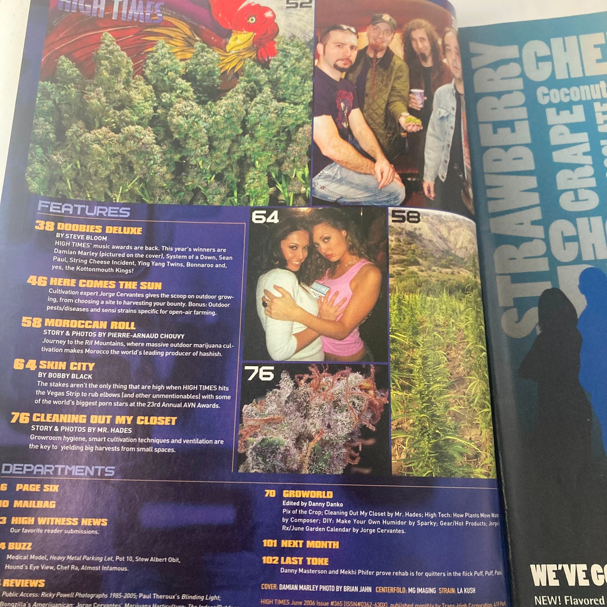 Interior page of High Times Magazine June 2006 showcasing features related to cannabis, including visuals and articles, with a classic music and cultural theme.