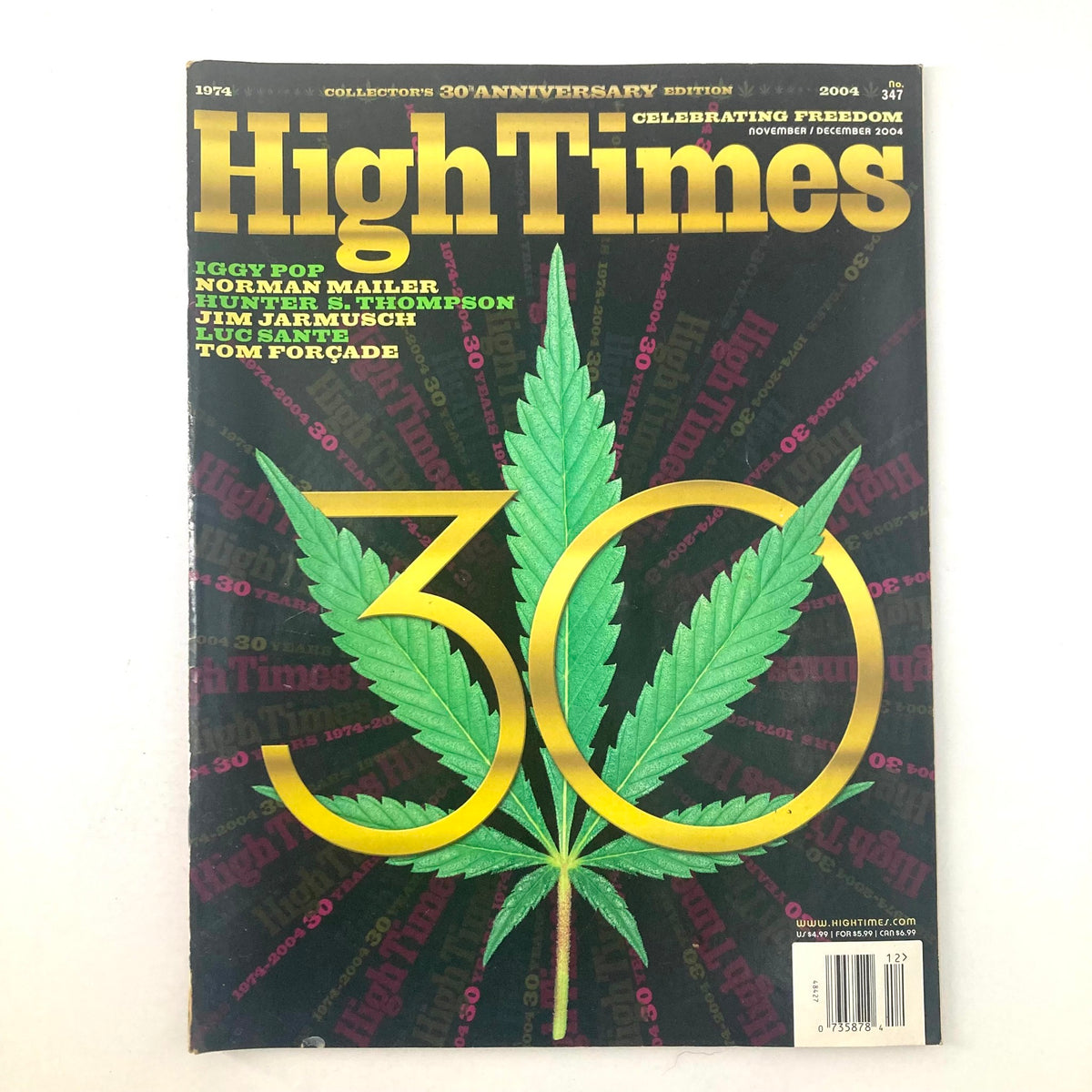 High Times Magazine November 2004 #347 Collector's 30th Anniversary Edition cover featuring a cannabis leaf and the number 30, celebrating three decades of cannabis culture.