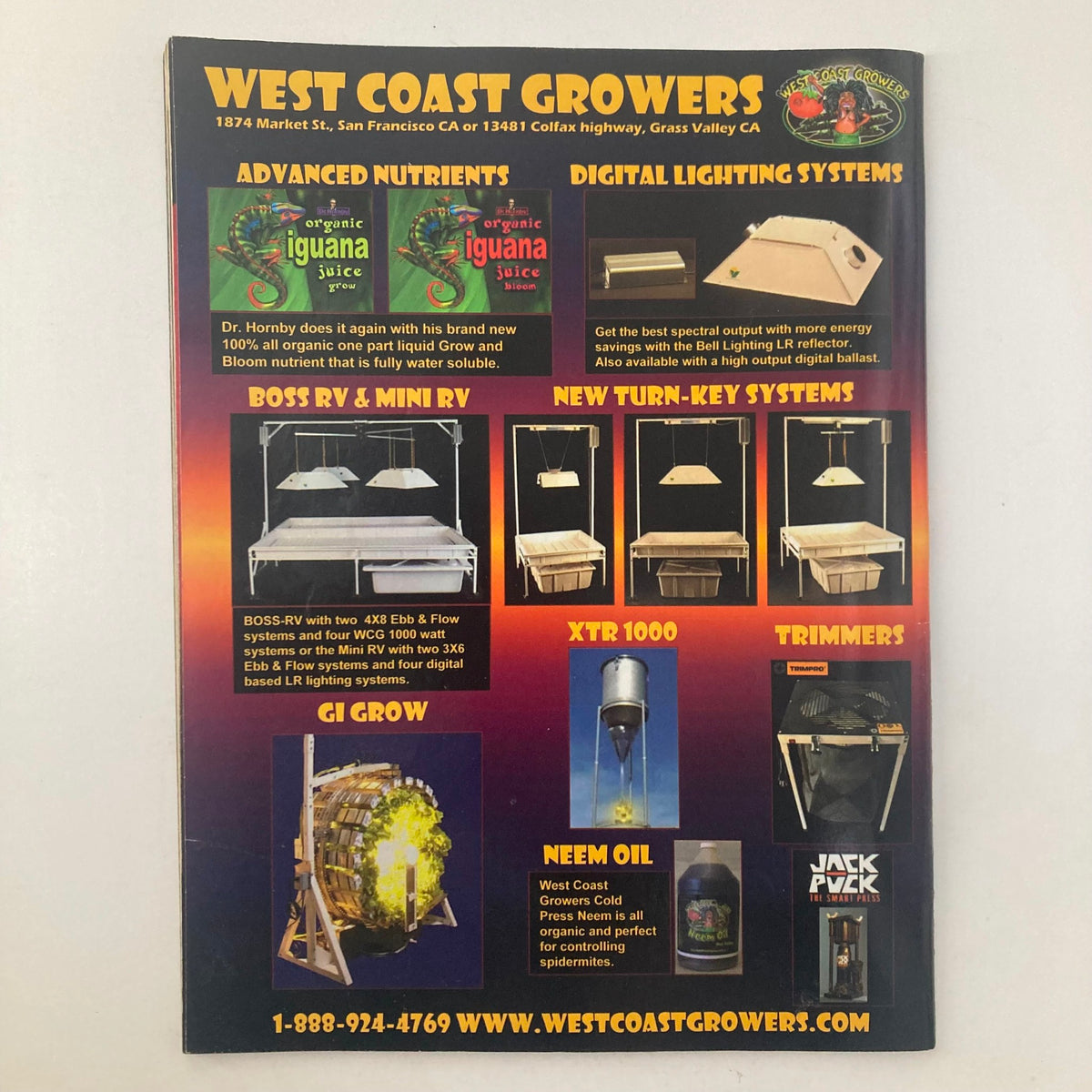 Back cover of High Times Magazine September 2006 showcases advertisements for cannabis cultivation products including nutrients and lighting systems.