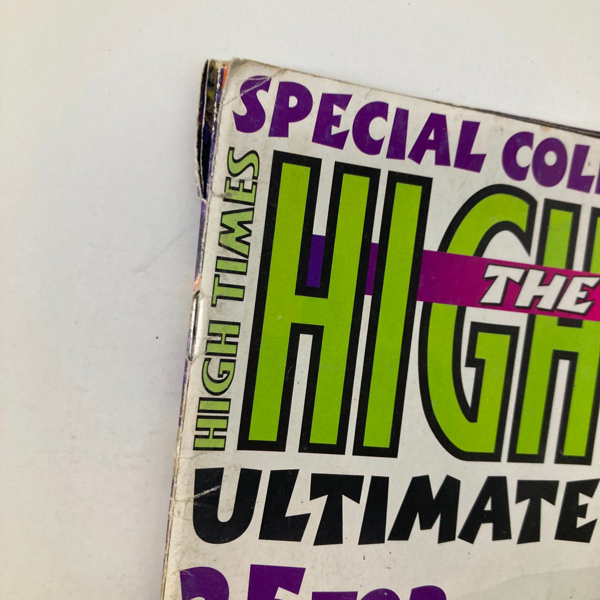 Close-up view of the edge of The Best of High Times Magazine 1999 #25 featuring Ozzy Osbourne, detailing the magazine's title and design.
