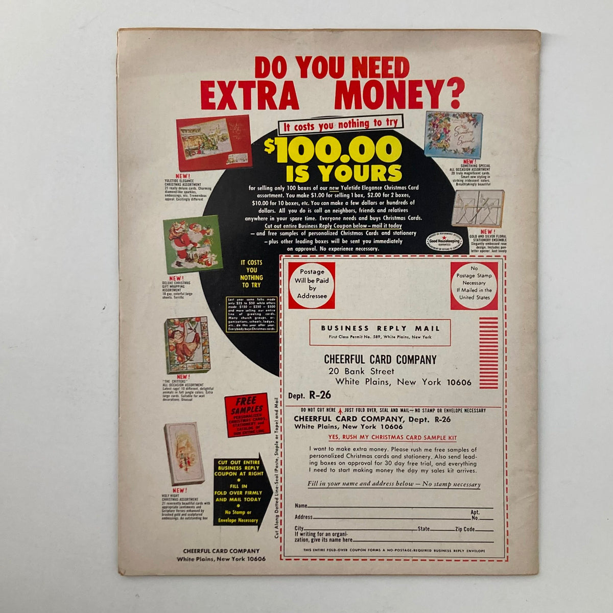 Back cover of the July 1967 VTG Scouting A Magazine for Adults featuring an advertisement for Cheerful Card Company with promotional offers.