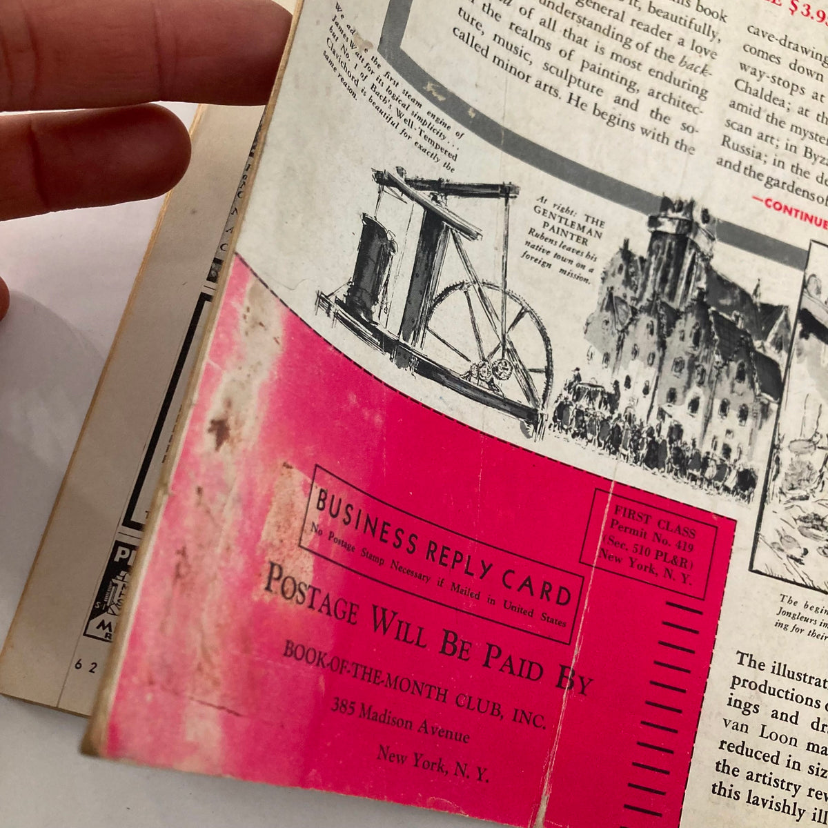 The Grade Teacher Magazine February 1938, featuring a close-up view of the vintage interior details, including an illustration and a business reply card with a pink background. Ideal for collectors and educators interested in historical teaching methods.