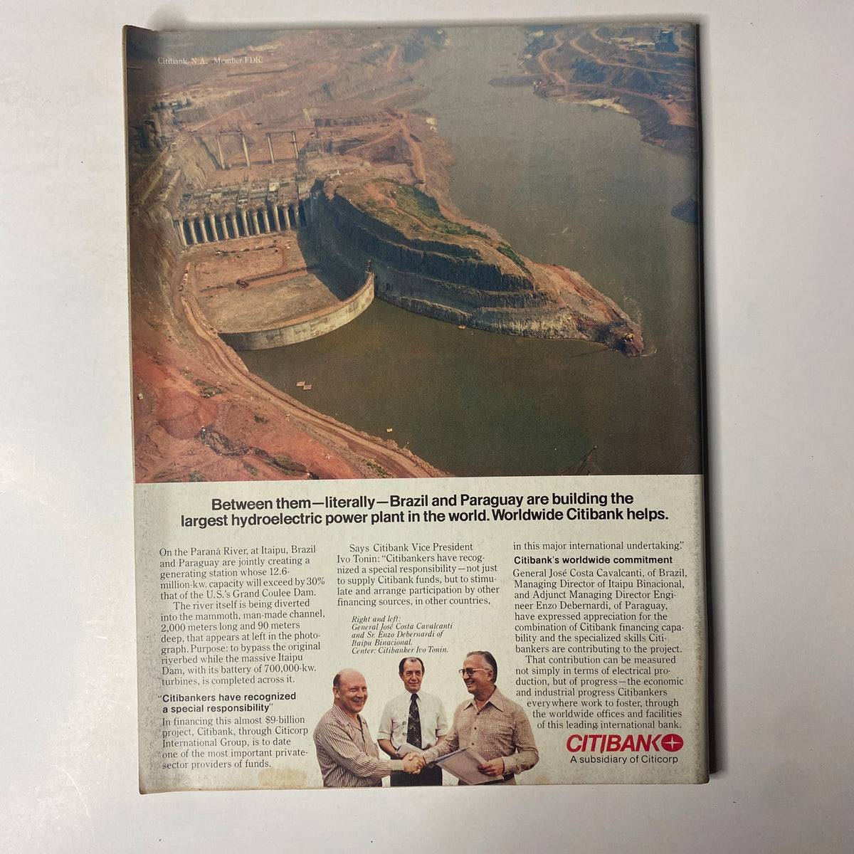 Forbes Magazine February 5, 1979 cover featuring an article about Brazil and Paraguay building the world's largest hydroelectric power plant, supported by Citibank.