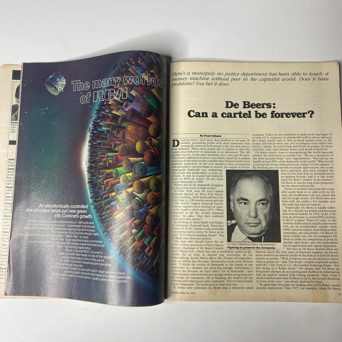 Forbes Magazine May 28, 1979 Oppenheimer of DeBeers, Is A Diamond Cartel Forever