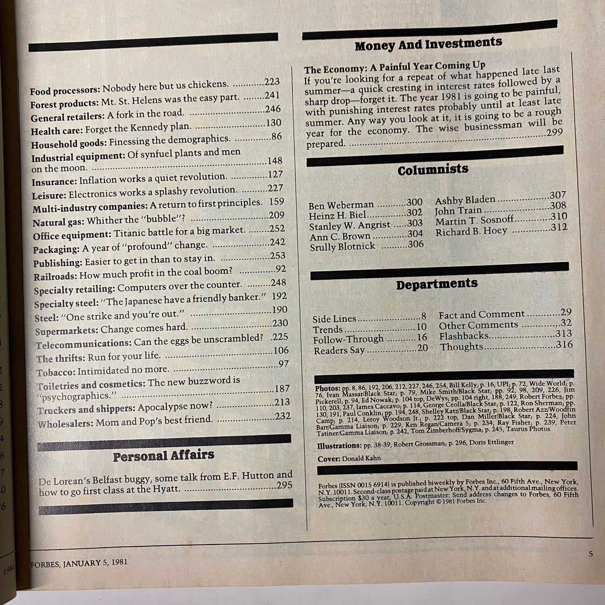 Forbes Magazine January 5, 1981 cover featuring the 33rd Annual Report on American Industry, showcasing historical U.S. economic insights.