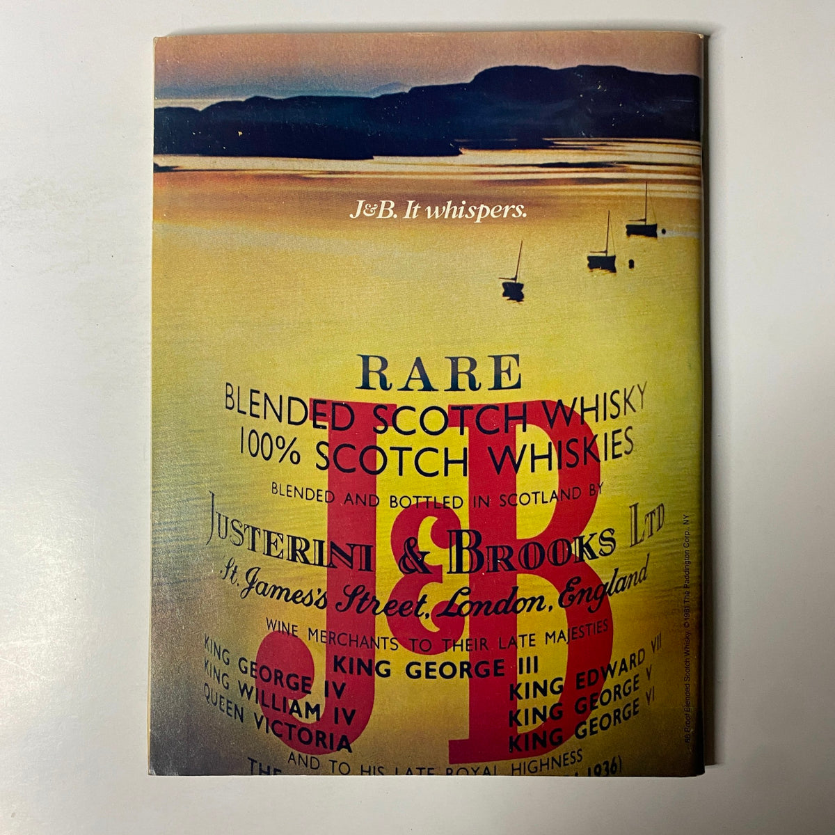 Back cover of Forbes Magazine April 13, 1981 showcasing an advertisement for J&B rare blended Scotch whisky set against a scenic background.