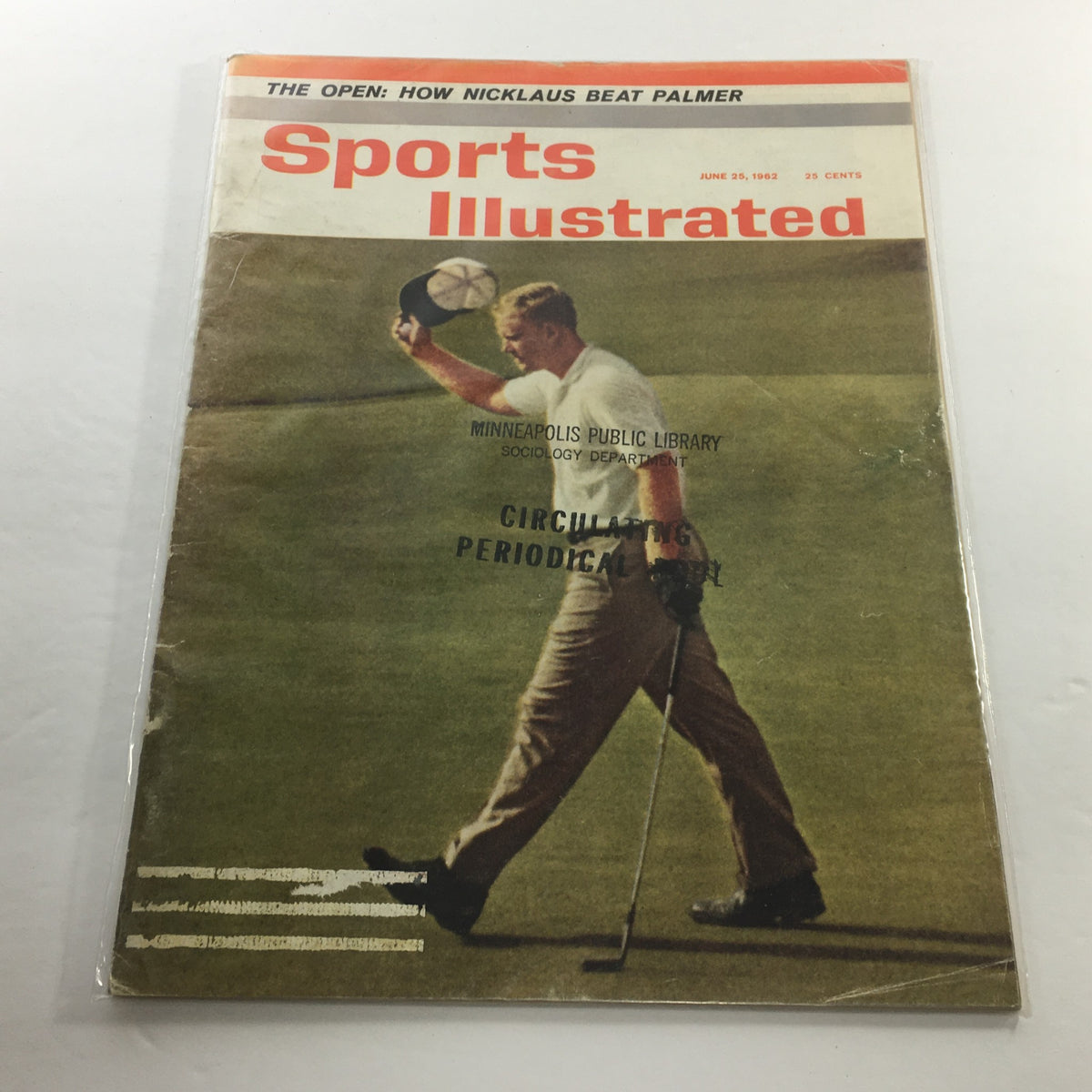 Cover of Sports Illustrated magazine dated June 25, 1962, featuring the title 'The Open: How Nicklaus Beat Palmer', highlighting a golfer in action on the course.