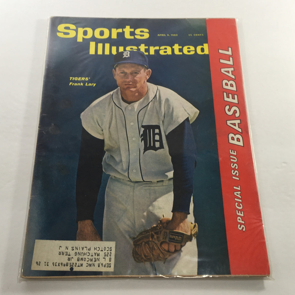 Vintage Sports Illustrated magazine from April 9, 1962, featuring MLB Tigers' Frank Lary on the cover. This special issue highlights historical baseball culture and includes nostalgic articles about the era.