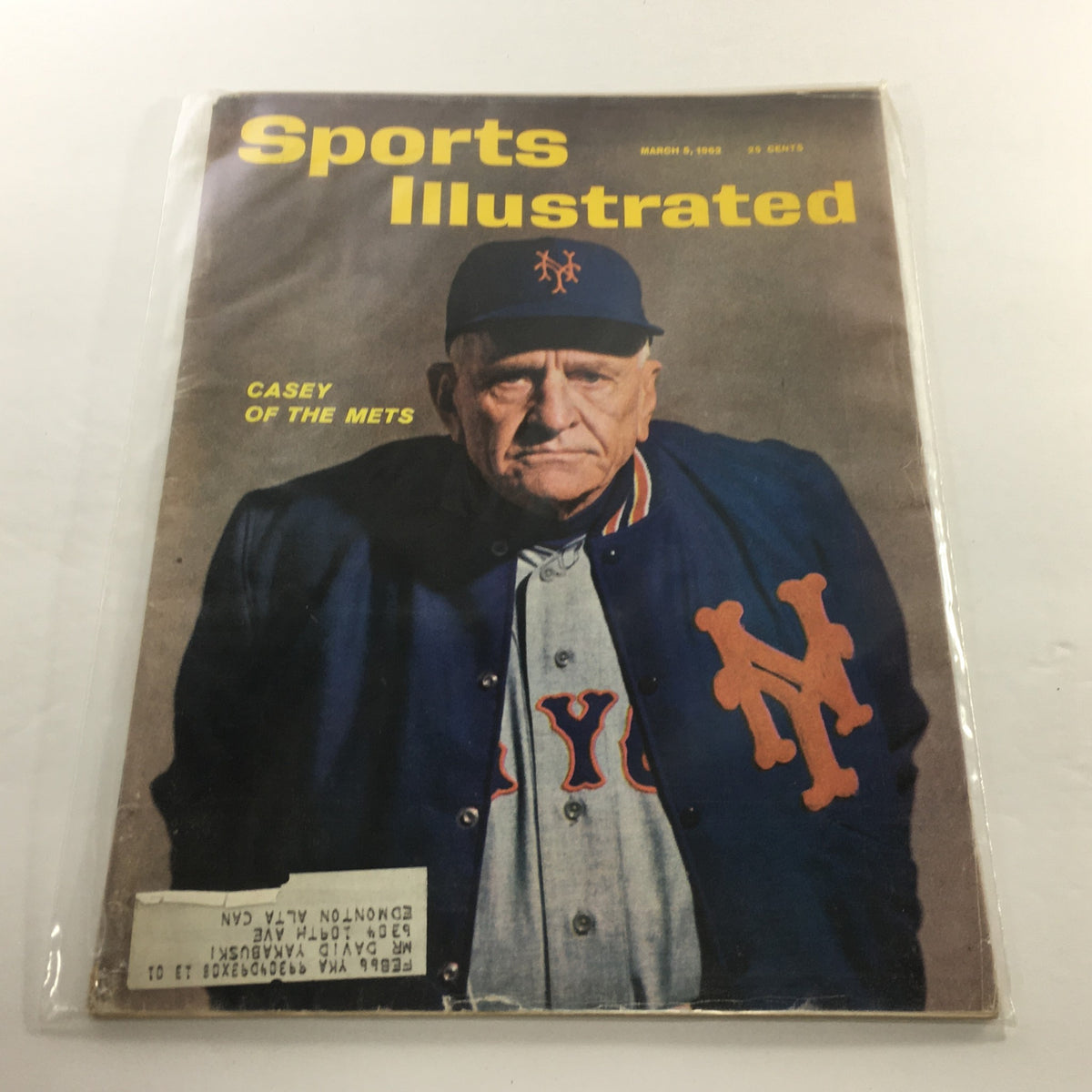 Sports Illustrated issue from March 5, 1962 featuring Casey of the New York Mets on the cover, showcasing a vintage magazine with vibrant colors and historical significance.