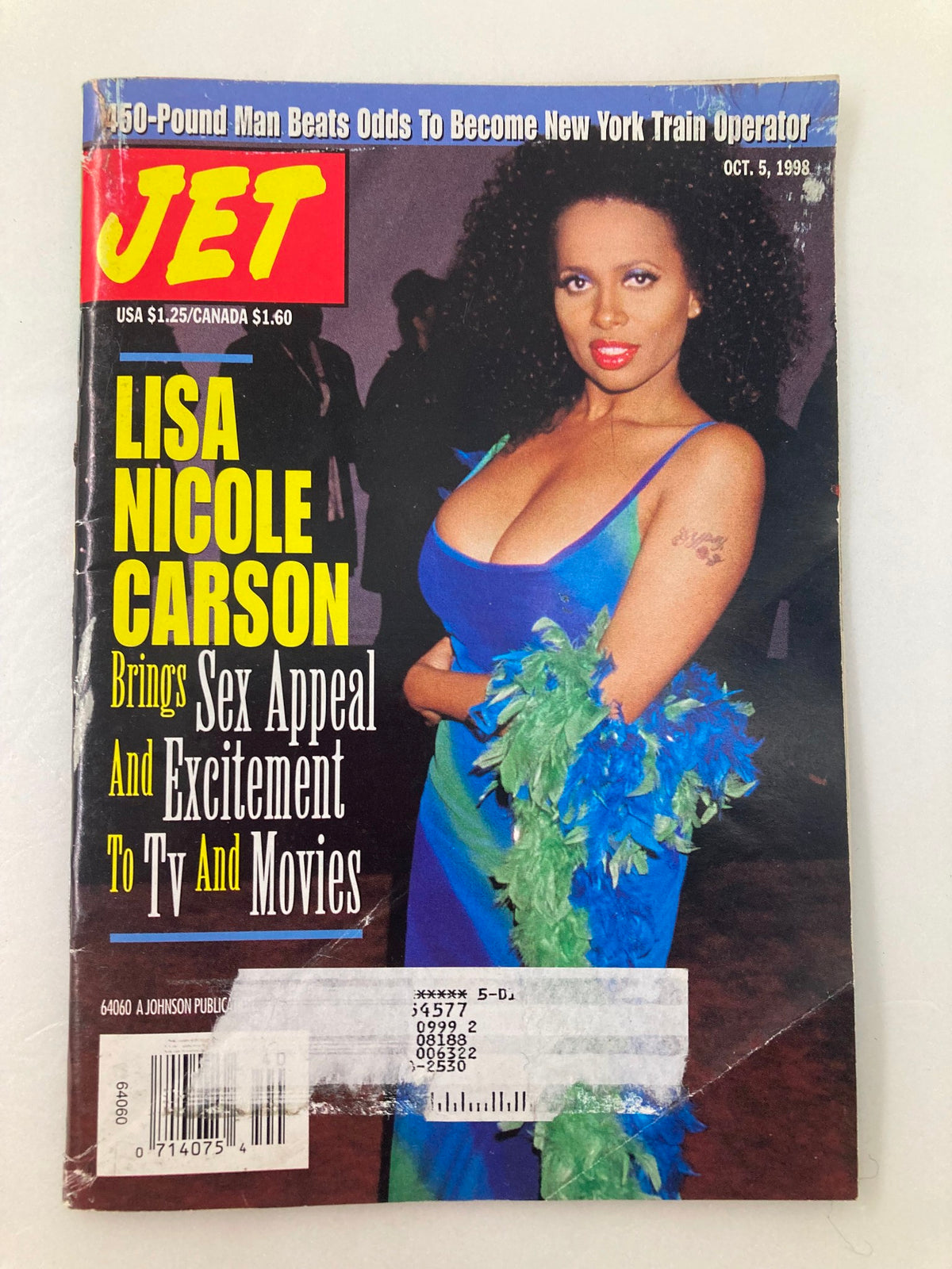 Jet Magazine cover from October 5, 1998, Volume 94, Issue 19 featuring Lisa Nicole Carson, highlighting her sex appeal in TV and movies.