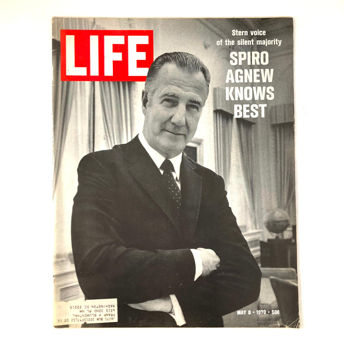 Cover of VTG Life Magazine May 8 1970 Vol 68 No. 17 featuring Spiro Agnew with the headline 'Spiro Agnew Knows Best', showcasing a black and white portrait and the magazine's iconic red logo.