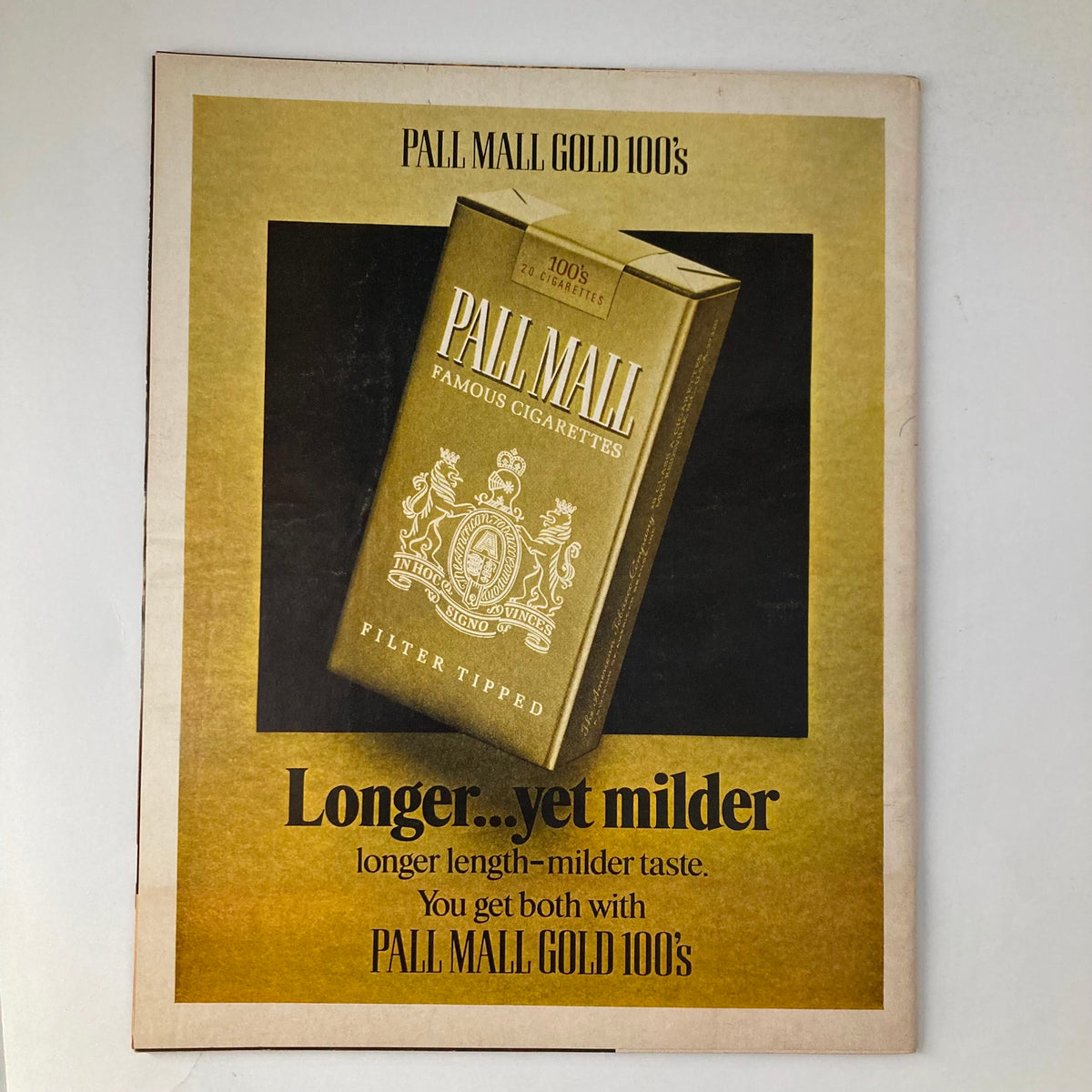 Ad page from VTG Life Magazine January 8 1971 Vol 70 No. 1 featuring a vintage Pall Mall cigarette advertisement, showcasing 100s filter-tipped cigarettes.