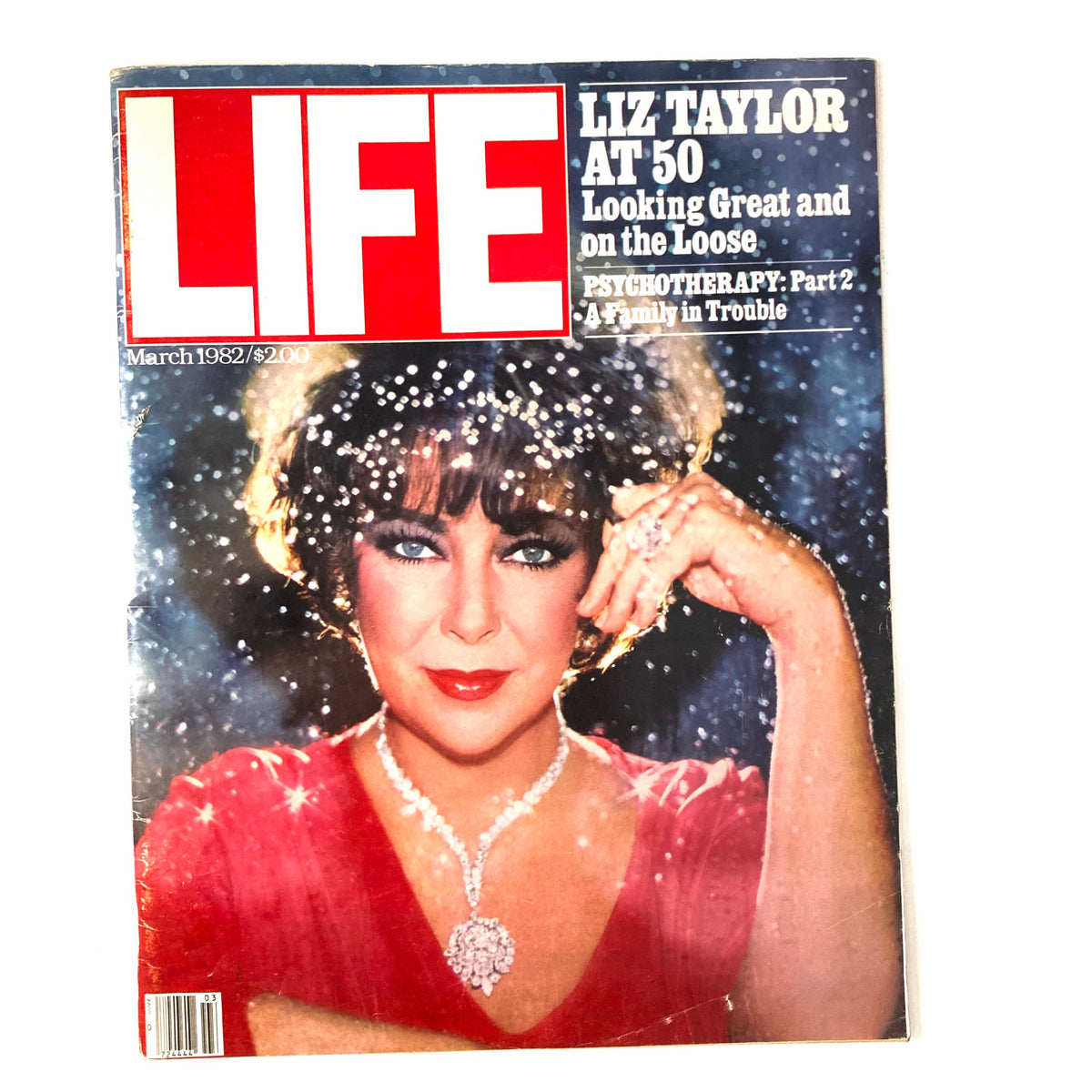 VTG Life Magazine March 1982 featuring Elizabeth Taylor at 50 on the cover, showcasing her glamorous look and iconic style.
