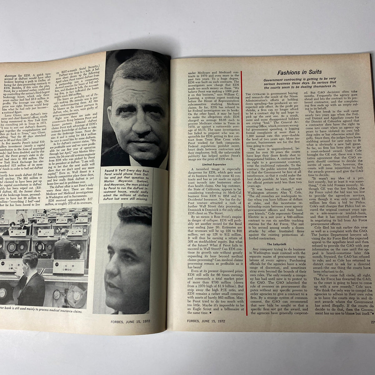 Spread from Forbes Magazine June 15, 1972, displaying an article discussing corporate strategies and challenges during economic shifts, highlighting the importance of resilience.