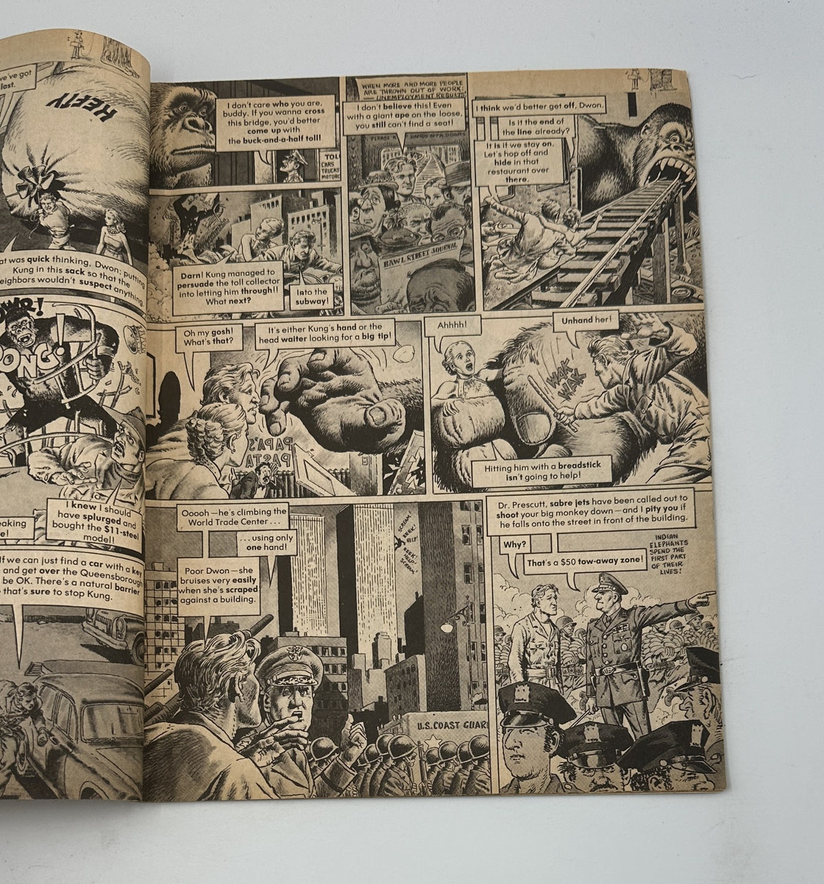Another comic strip from Cracked Magazine No. 14257 February 1979, illustrating a comedic take on King Kong with various characters reacting to the chaos, exemplifying the magazine's parody style.