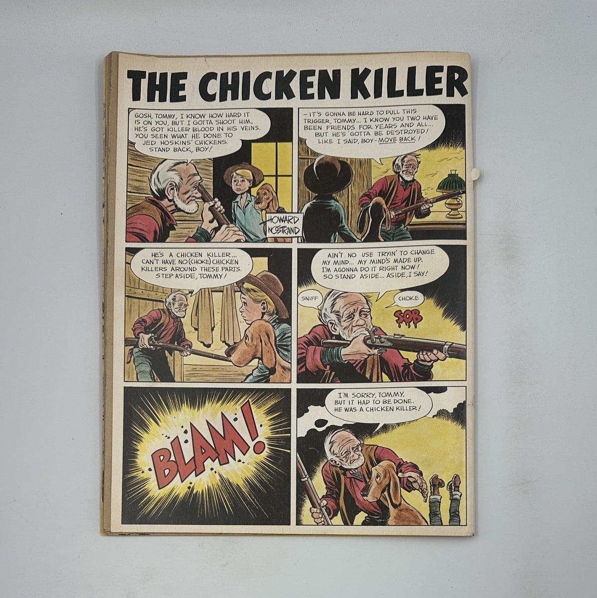 A comic strip illustration from Cracked Magazine No. 168 titled 'THE CHICKEN KILLER' featuring characters in a humorous conversation.