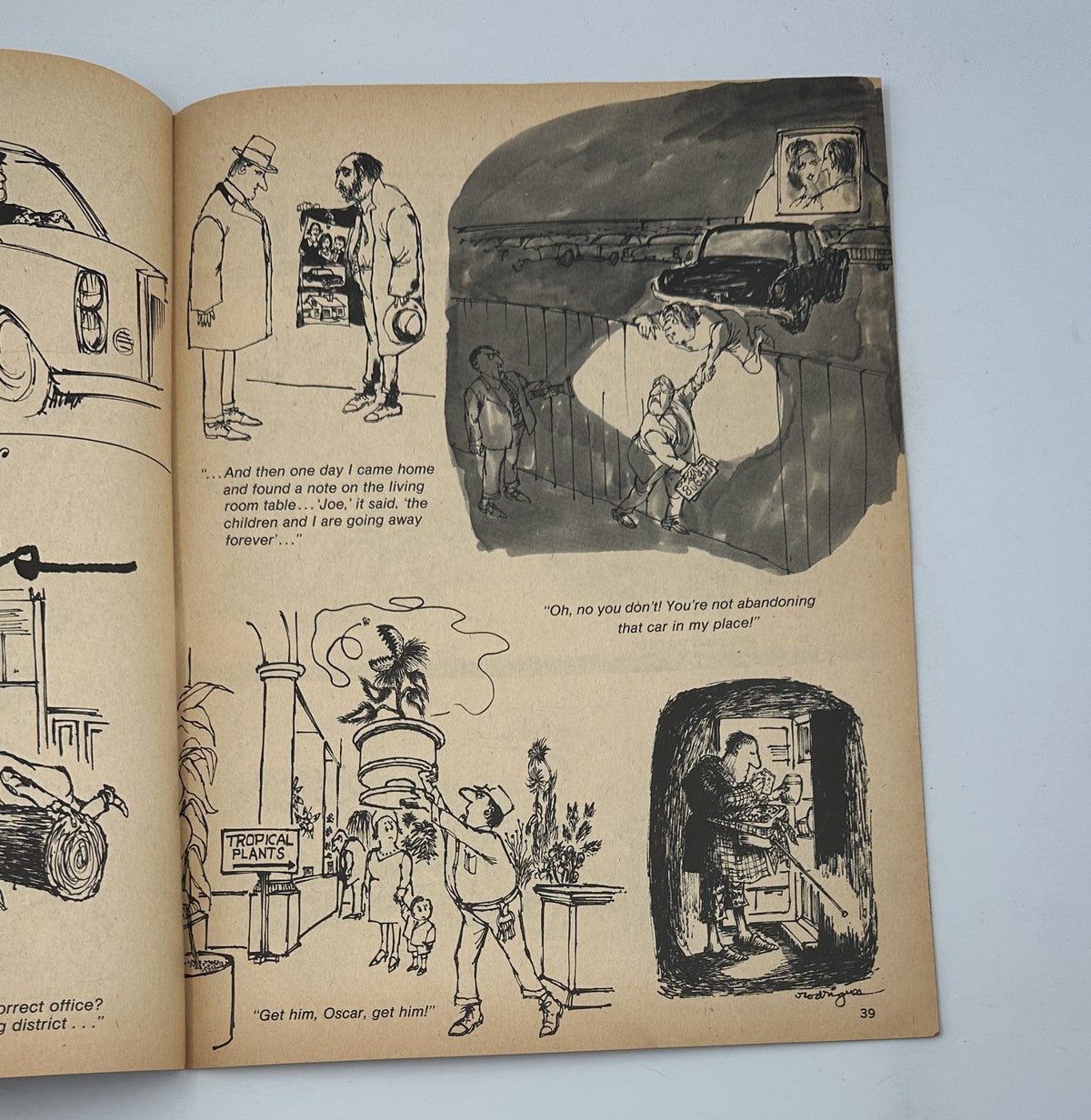 Sick Magazine No. 66 March 1969 Economy Flights Satire Yearbook Parody VG 4.0, depicting cartoon drawings that represent absurd scenarios around car troubles and misunderstandings with a humorous twist.