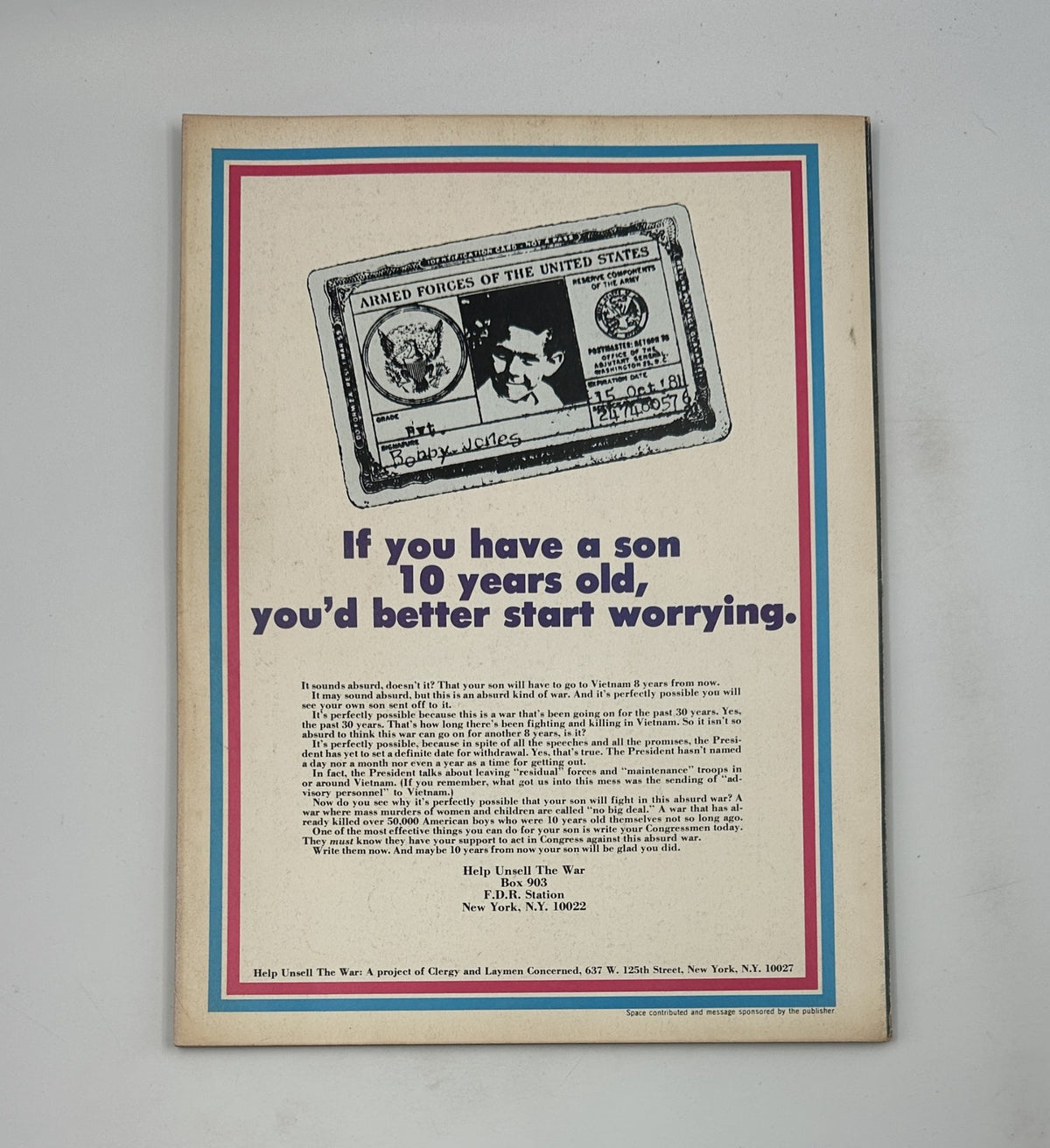 Back cover advertisement from Famous Monsters of Filmland No. 93 October 1972, featuring a cautionary message for parents.