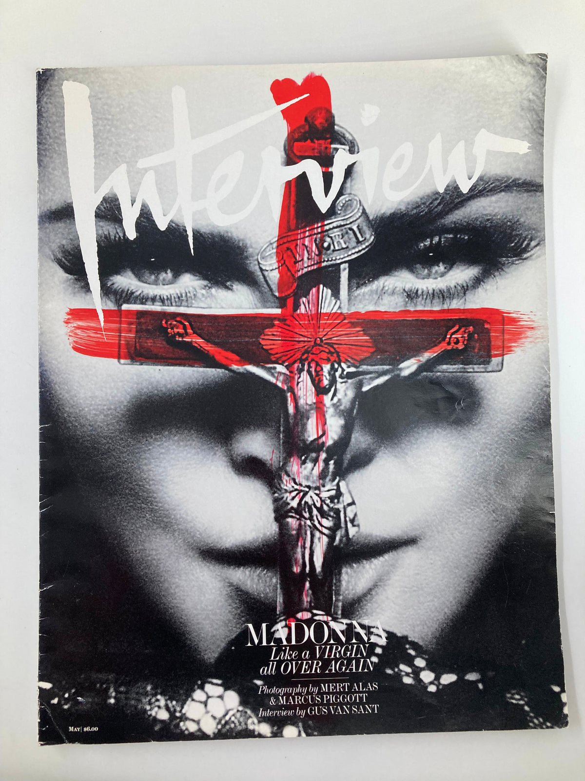 Cover of Interview Magazine May 2010 featuring Madonna with the title 'Like a Virgin All Over Again', highlighting her iconic image and cultural impact.