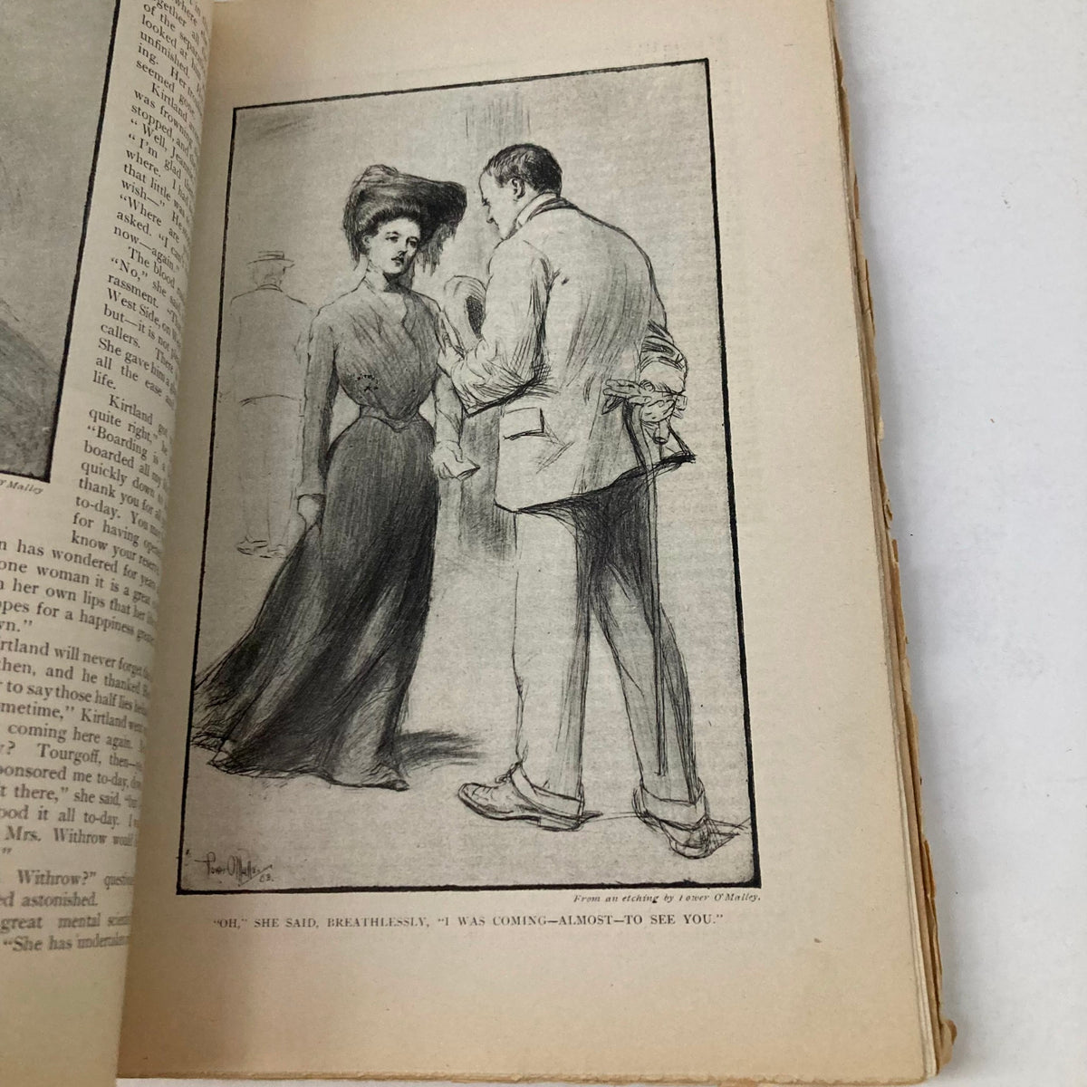Illustration from VTG Everybody's Magazine November 1903 A Game of Duplicate Whist depicting a conversation between a man and a woman.