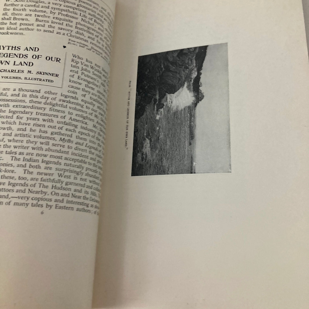 Interior page of VTG Lippincott's Magazine 1897 featuring a historical illustration of coastal scenery, part of the thirteenth annual announcement.