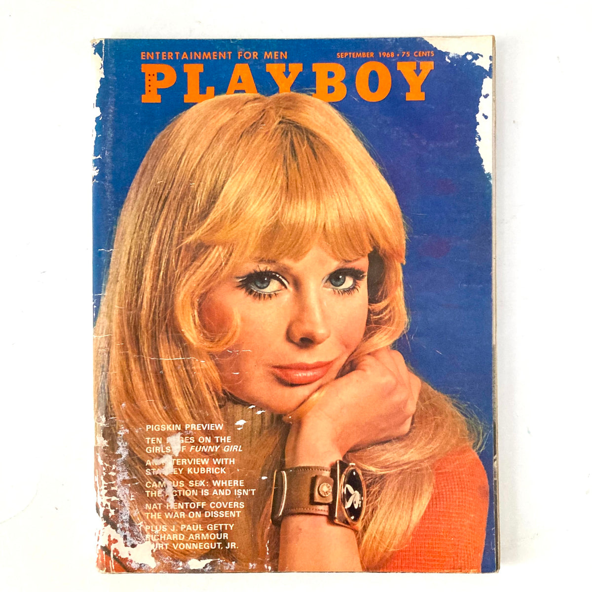 VTG Playboy Magazine September 1968 featuring Drucilla Hart on the cover, showcasing vintage pop culture with wear and tear indicative of its age.