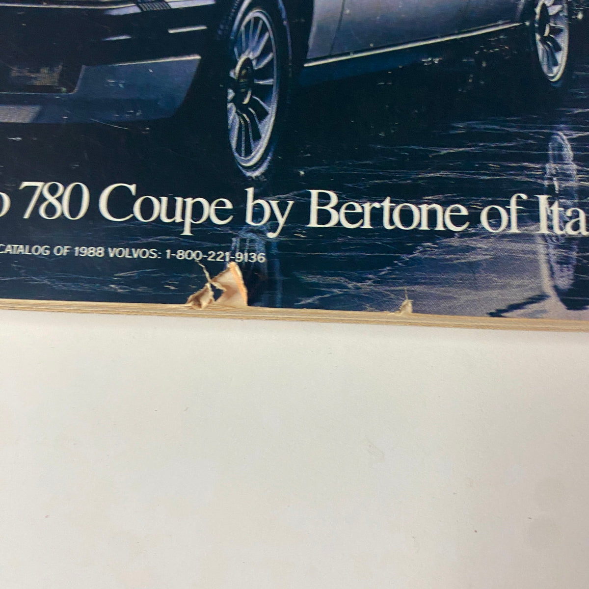 Close-up view of the Limited Edition Volvo 780 Coupe advertisement by Bertone of Italy, showcasing its luxurious features and design details in Forbes Magazine May 30, 1988.