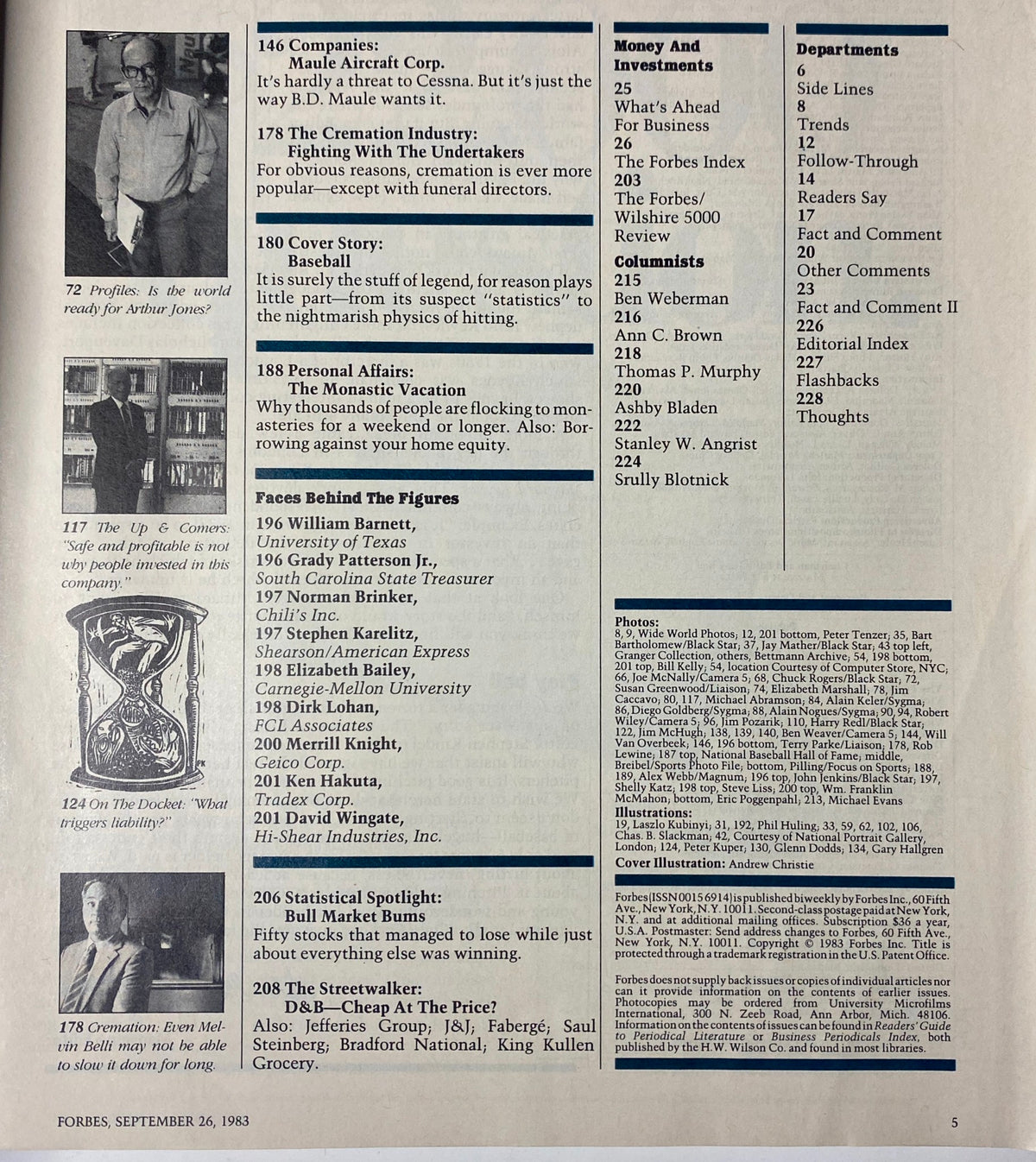 Forbes Magazine September 26, 1983, displaying additional articles and profiles within, highlighting notable figures and companies of the era.