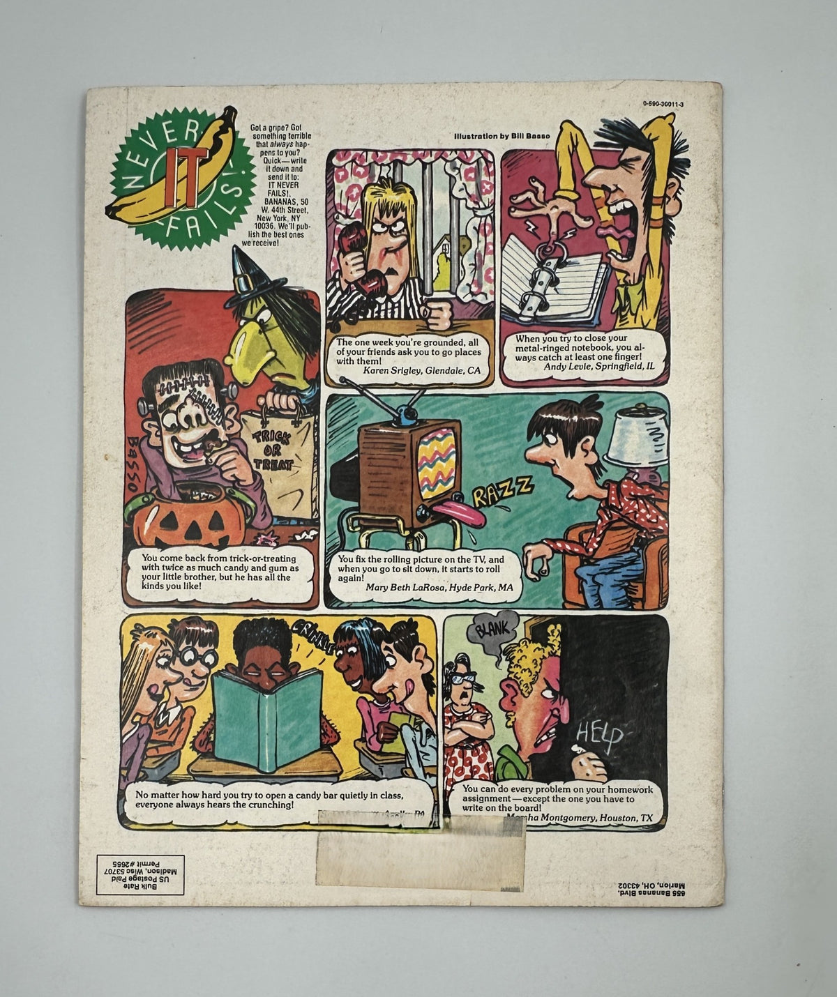Bananas Magazine No. 31 back cover featuring a comic panel with humorous scenarios and characters, displaying quirky humor typical of the magazine.