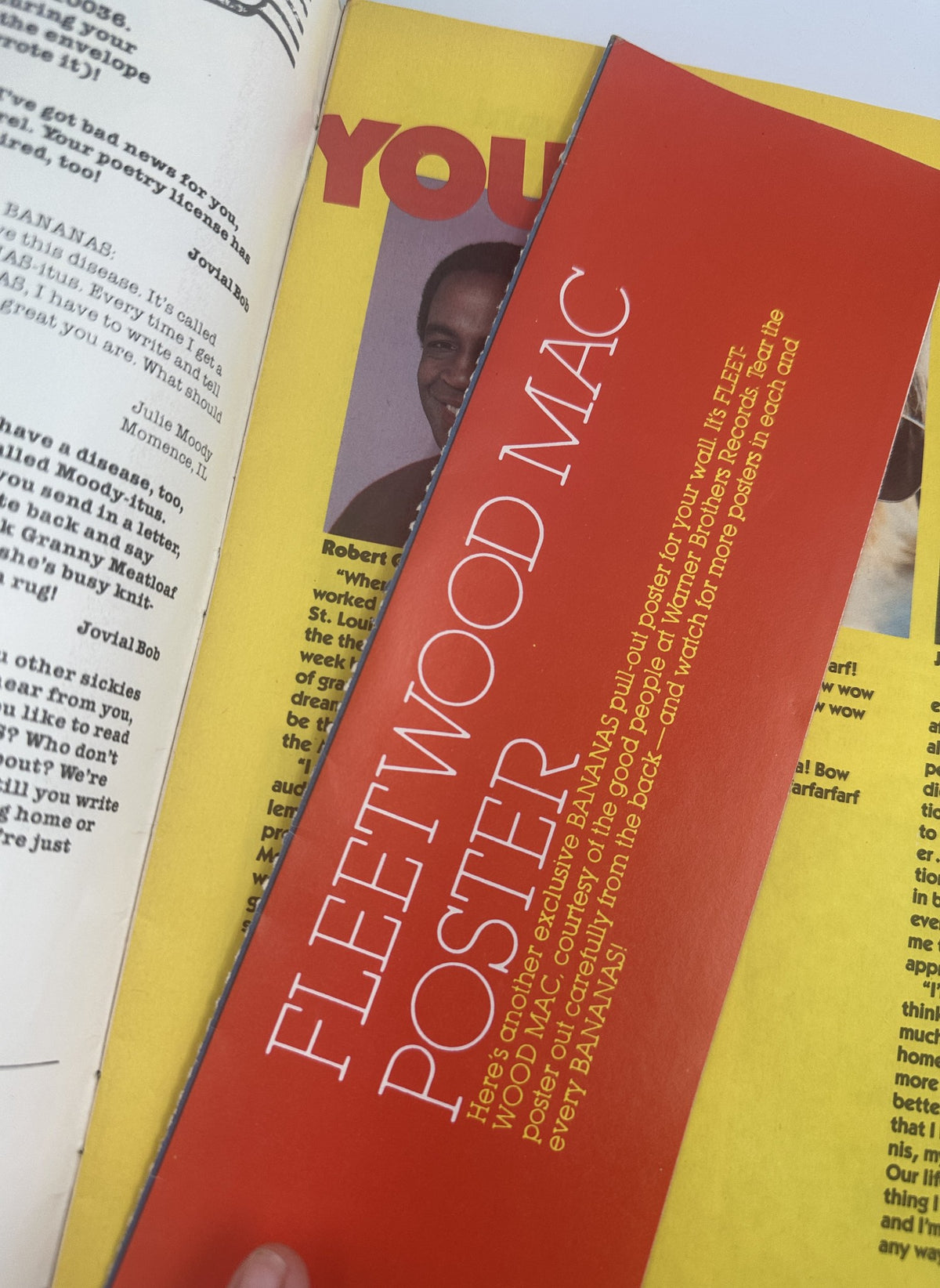 A promotional page from Bananas Magazine No. 34 featuring a Fleetwood Mac poster announcement.