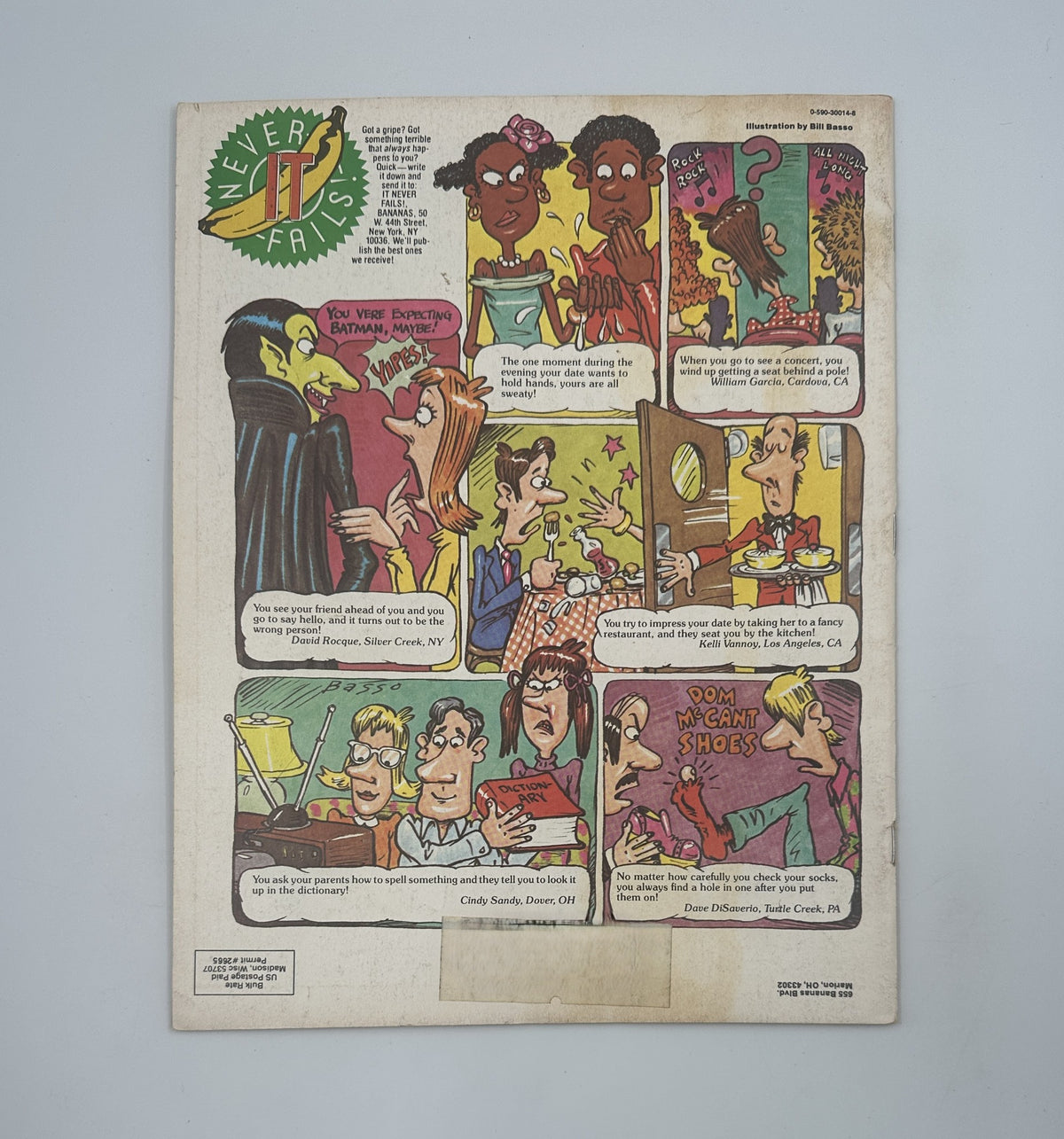 Cover of Bananas Magazine No. 32 featuring Erik Estrada, Brooke Shields, and Susan Anton. The magazine shows a humorous comic illustration with characters making witty remarks, capturing a playful essence. This vintage magazine is in good condition with visible signs of age and includes an original poster.