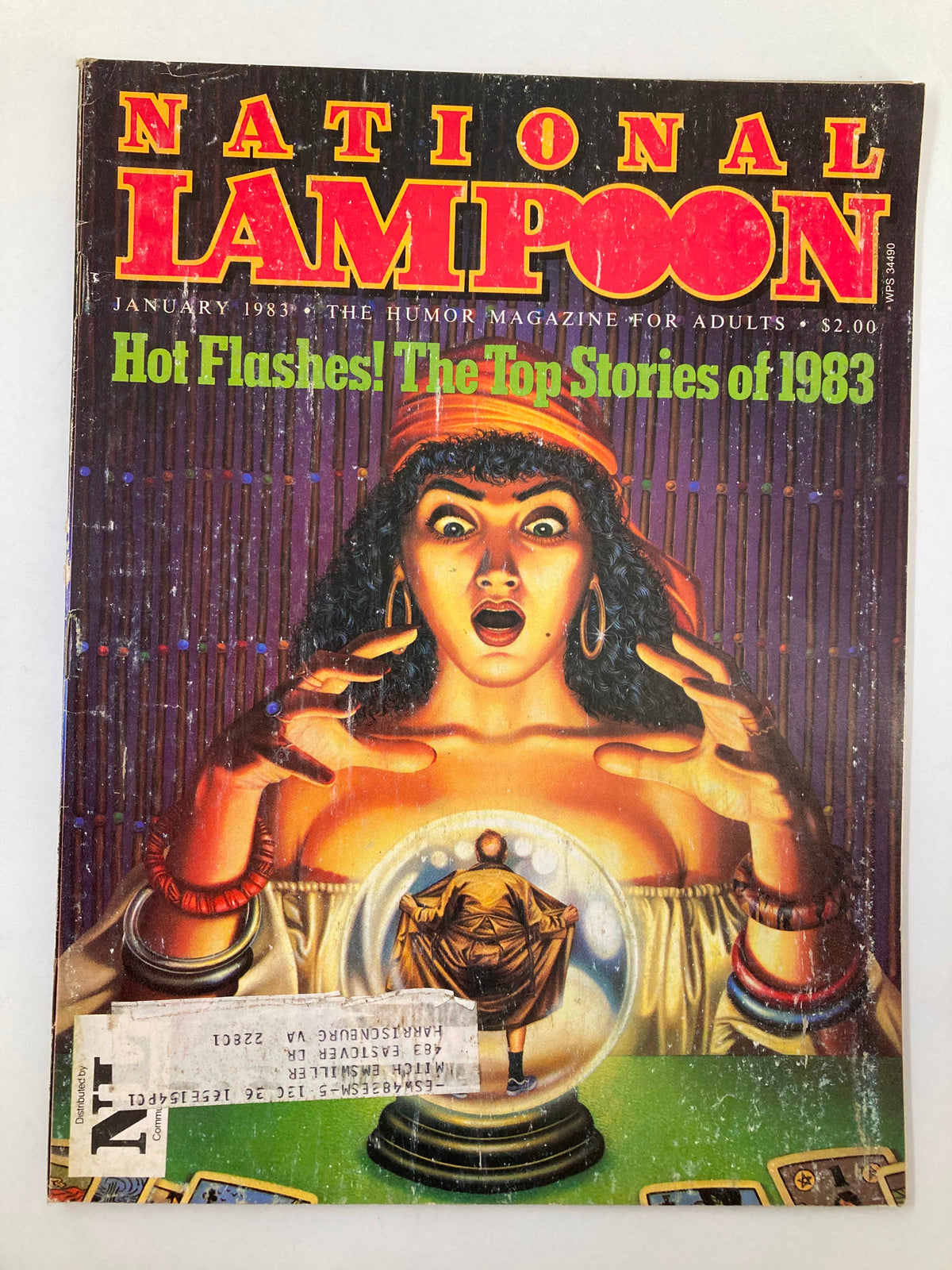 Cover of the National Lampoon Humor Magazine January 1983 edition featuring dramatic artwork and the phrase 'Hot Flashes! The Top Stories of 1983'.