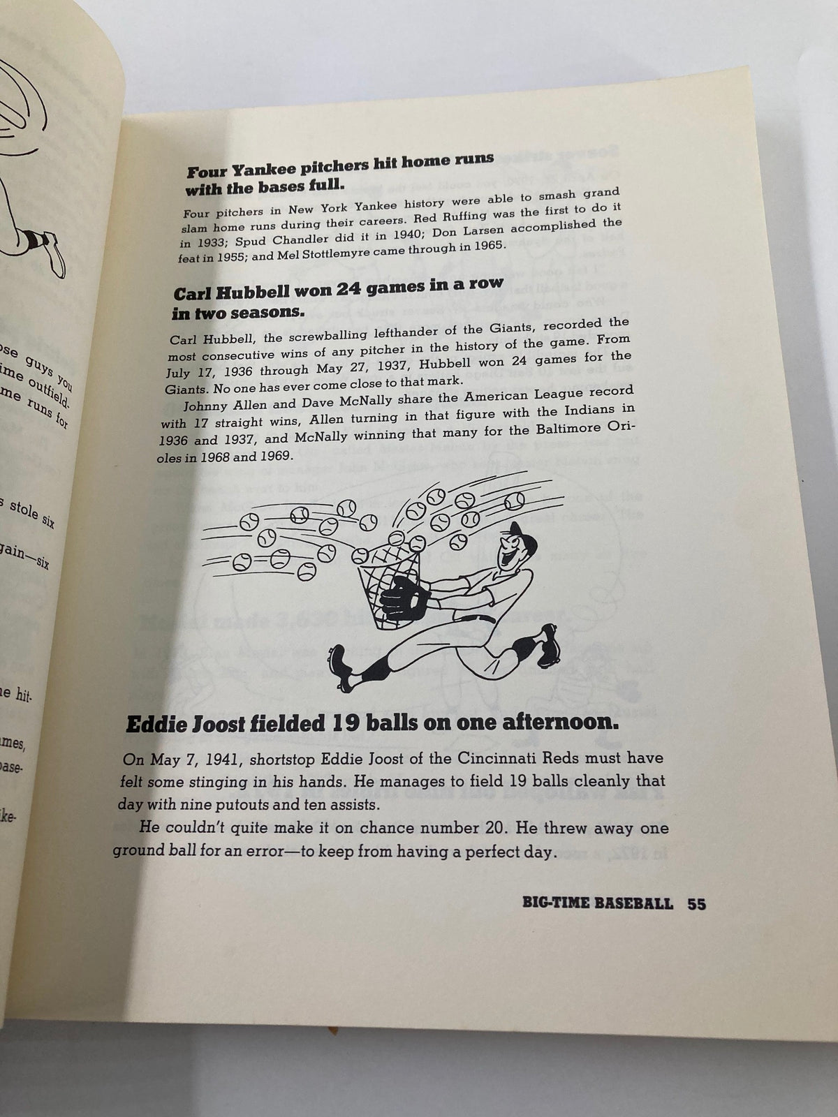 Page from VTG 1978 Big-Time Baseball by Maury Allen discussing notable Yankee pitchers and game highlights.