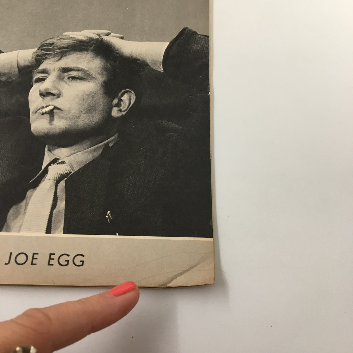Close-up of the 1968 Playbill from Brooks Atkinson Theatre highlighting the title 'JOE EGG' and showing detail of the cover with a vintage actor's portrait.