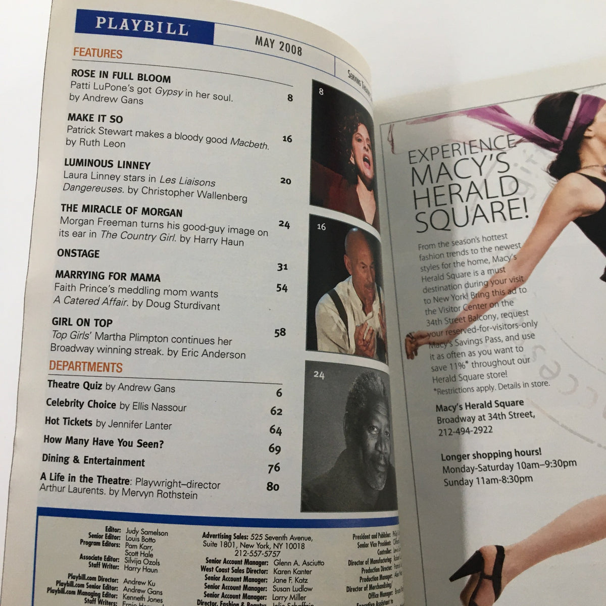 Interior page of the 2008 Playbill for August: Osage County, showcasing features and articles related to Broadway productions.