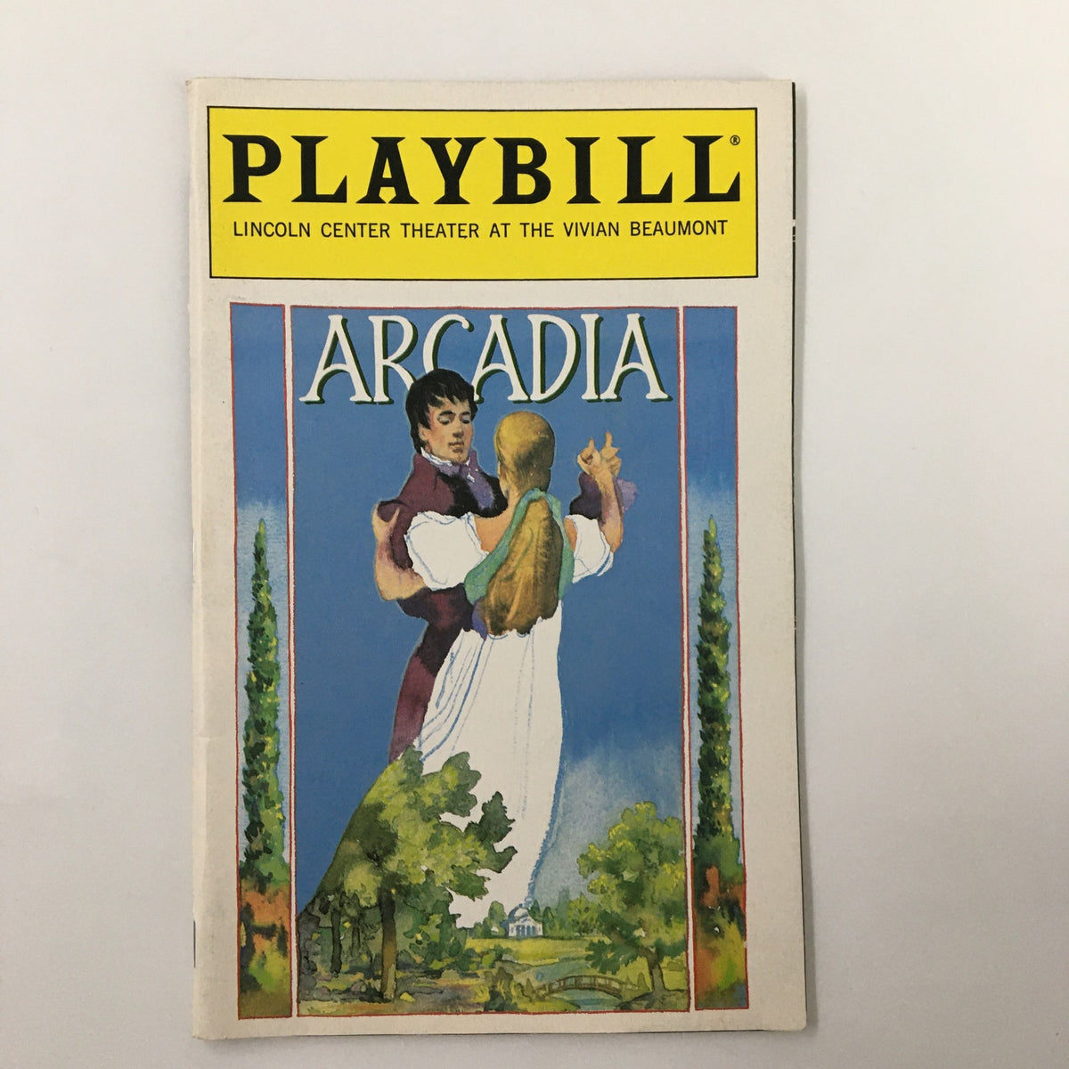 1995 Playbill for Arcadia featuring artwork and design from the Lincoln Center Theater at the Vivian Beaumont, showcasing Blair Brown's role in Tom Stoppard's acclaimed production.