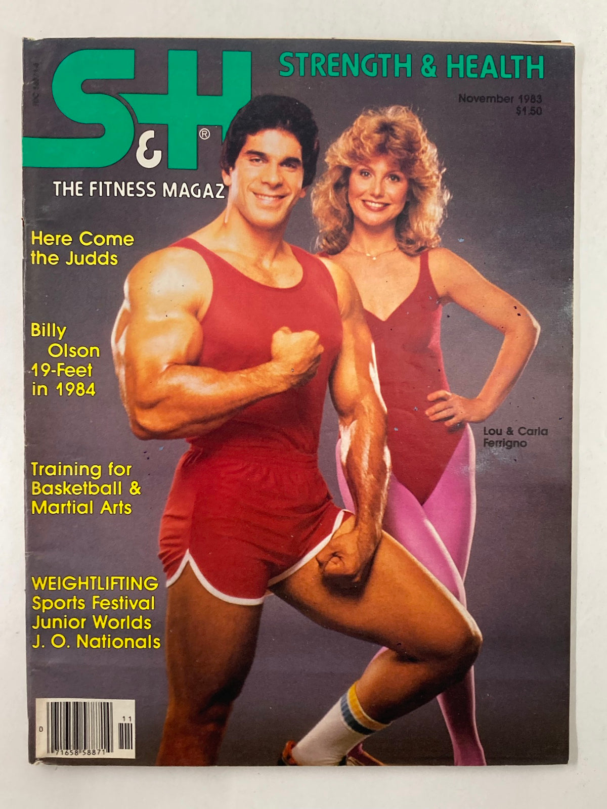 Cover image of VTG Strength & Health Magazine November 1983 Vol 51 #6 featuring bodybuilding couple Lou and Carla Ferrigno. This vintage magazine highlights fitness culture and trends of the early '80s.