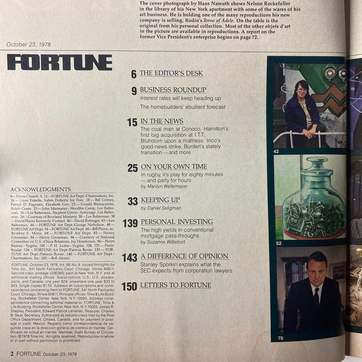 Fortune Magazine October 23, 1978 Nelson Rockefeller, Salesman