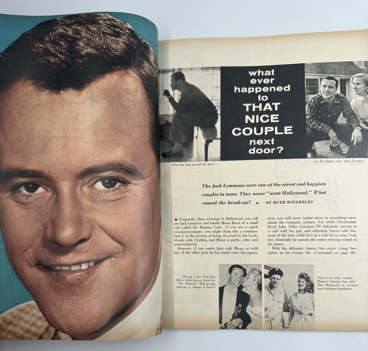 Photoplay Magazine March 1957 featuring an article about Jack Lemmon, discussing the dynamics of a popular Hollywood couple and their relationship.
