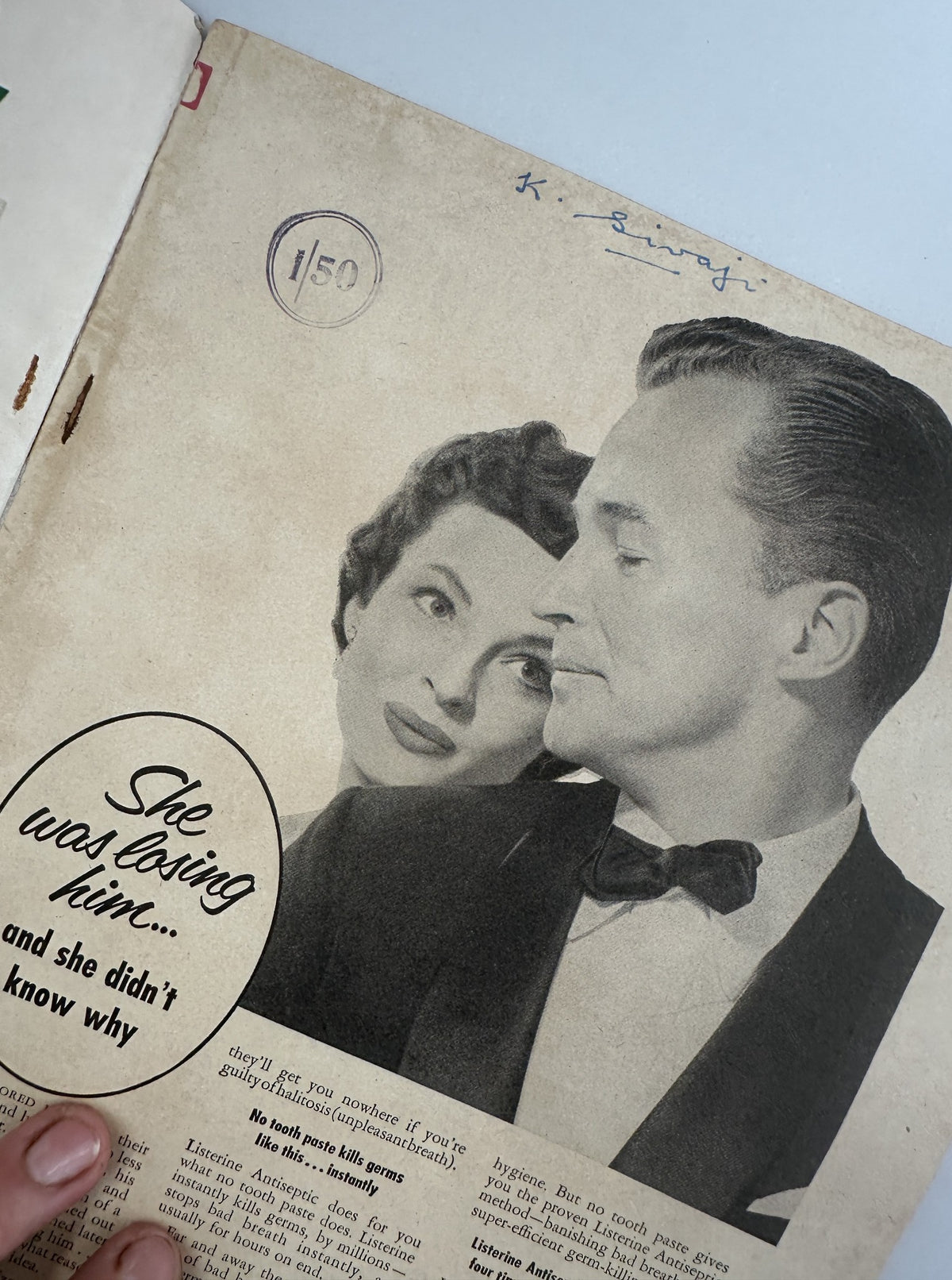 Page from Screen Stories Magazine November 1955 featuring a romantic photograph of two actors, reflecting the magazine's focus on Hollywood love stories.