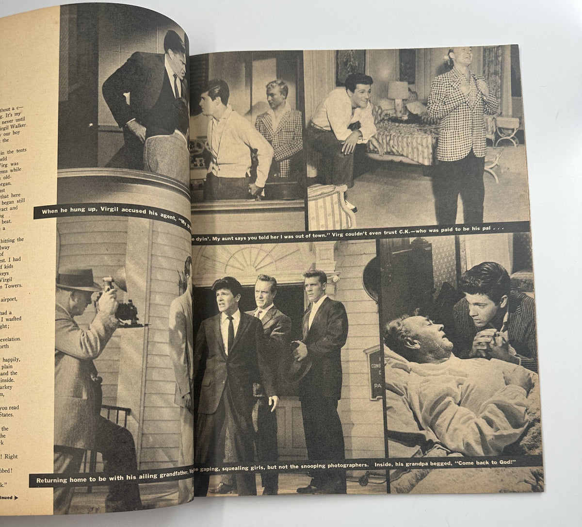 Inside page of Screen Stories Magazine Annual filled with a scene capturing the tension and complexities among male characters, typical of 1950s film narratives.