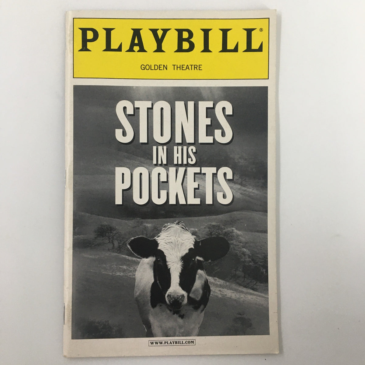2001 Playbill from Golden Theatre featuring 'Stones in His Pockets', showcasing a cow image on the cover.