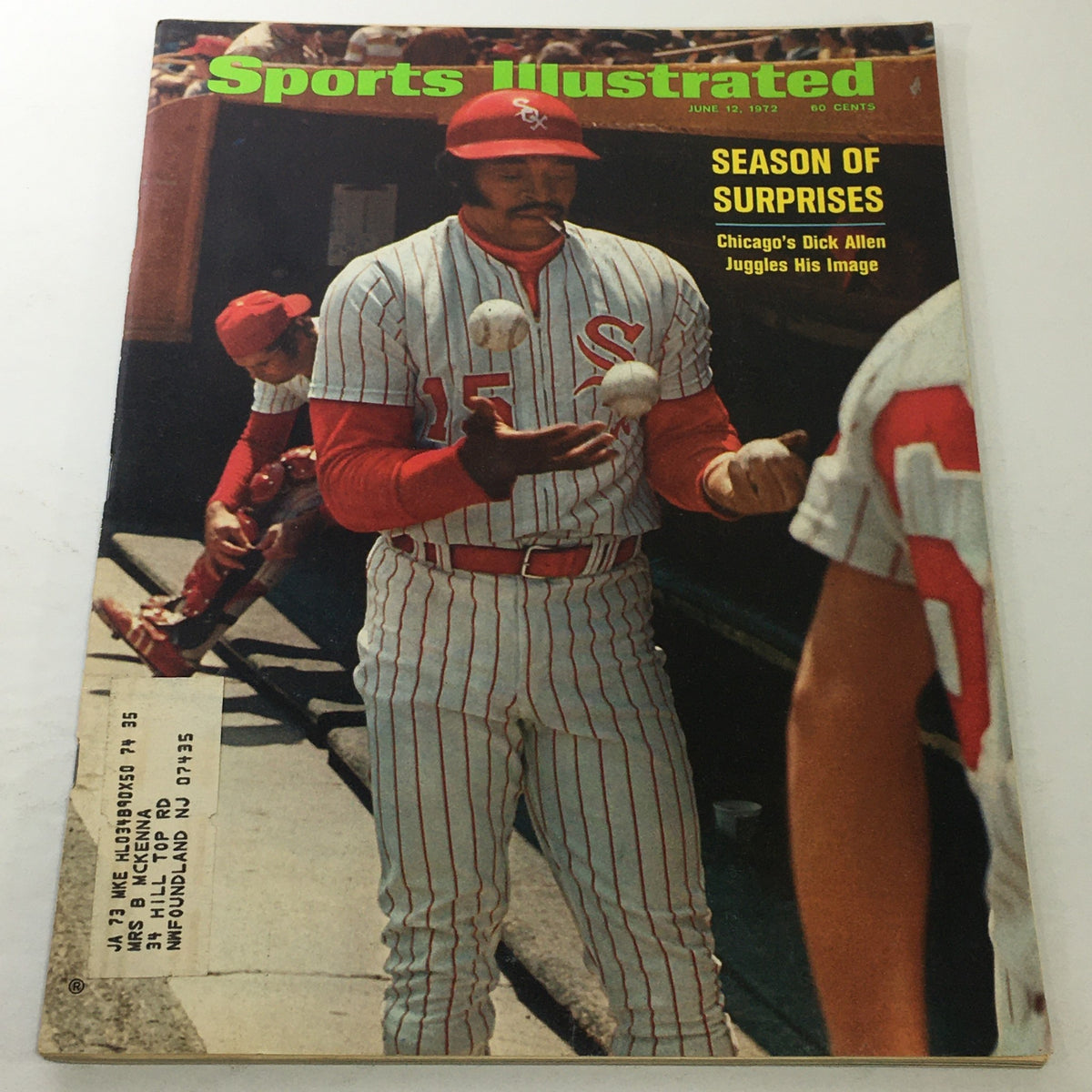 Vintage Sports Illustrated cover from June 12, 1972, featuring Chicago's Dick Allen juggling baseballs, highlighting his dynamic personality and image in 1970s baseball.