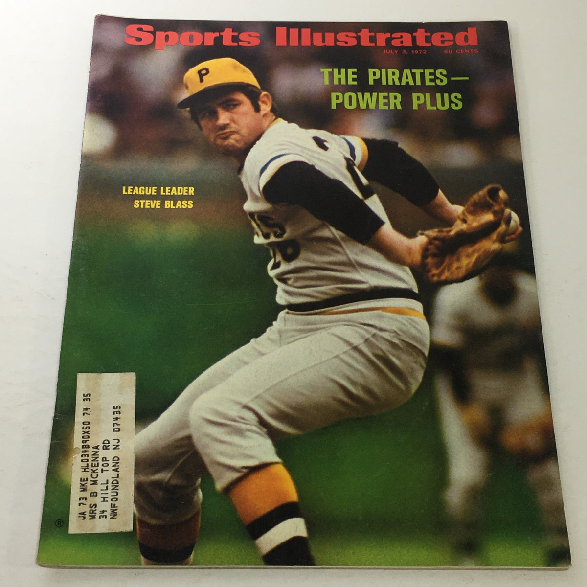 Sports Illustrated July 3 1972 cover featuring Pittsburgh Pirates pitcher Steve Blass, the league leader, showcasing vintage sports memorabilia from the 1972 baseball season.